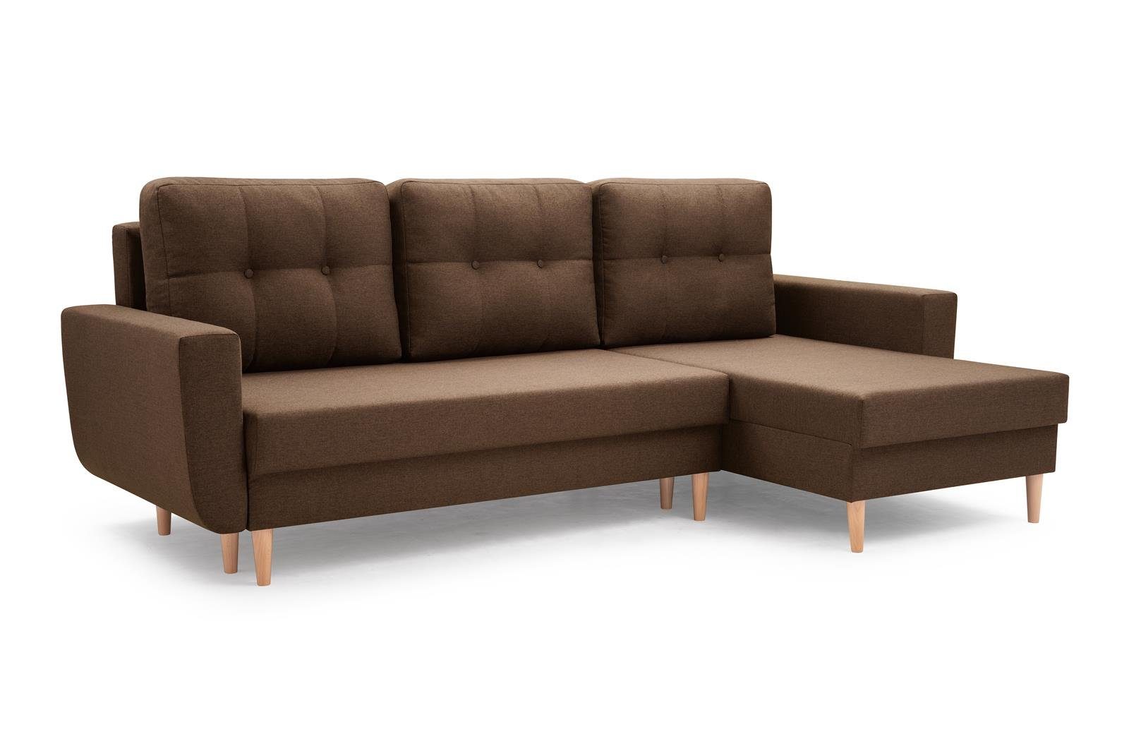 Beautysofa Polsterecke Couch Sofa universelle mane Schlaffunktion, mit Ecksofa mit (malmo 28) Braun new ONLY