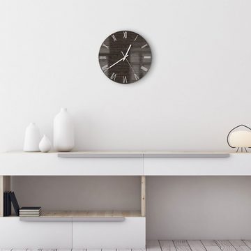 DEQORI Wanduhr 'Holz horizontal gemasert' (Glas Glasuhr modern Wand Uhr Design Küchenuhr)