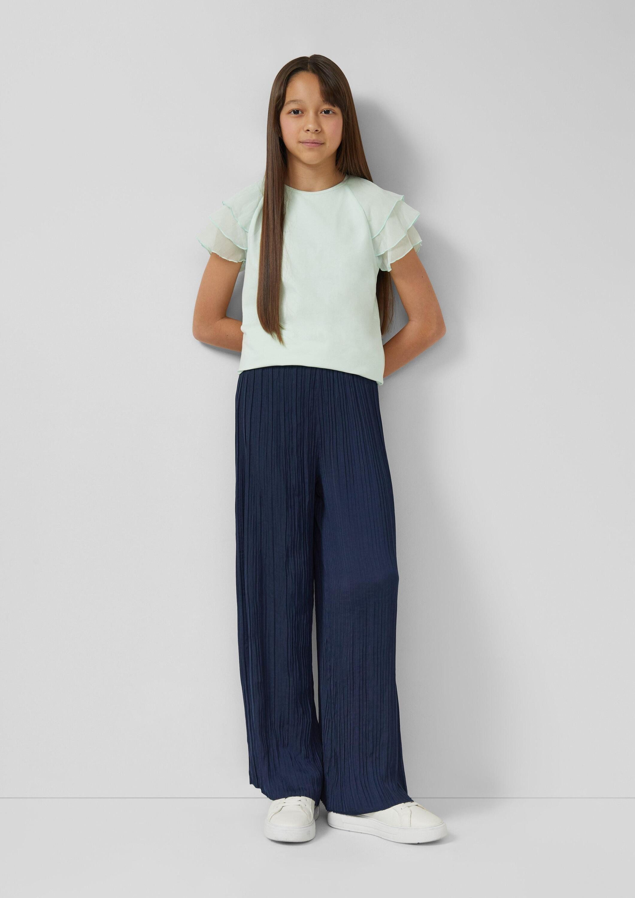 s.Oliver Kurzarmshirt T-Shirt T-Shirt mit Volantärmeln aus Chiffon