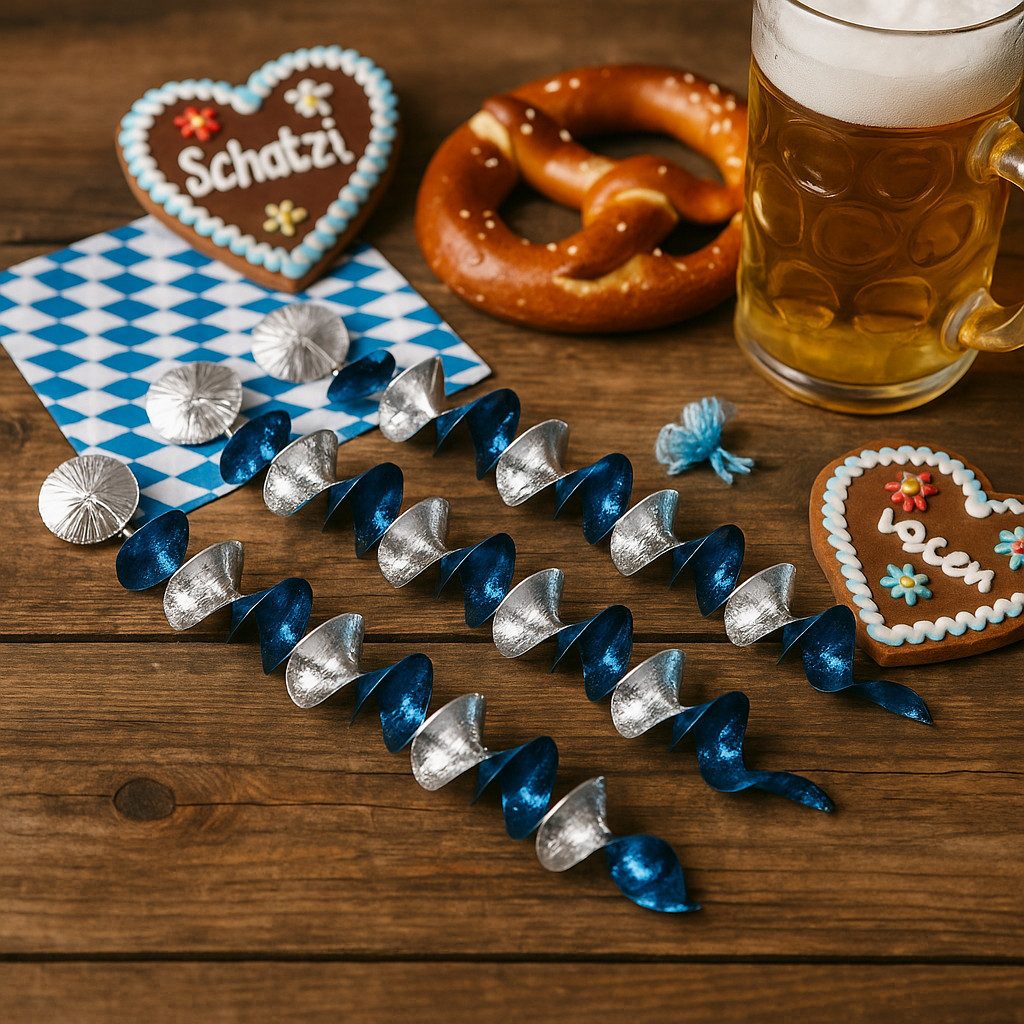 Fries Hängedekoration 4 Rotorspiralen 60 cm Oktoberfest Deko Bayern Party blau-weiß (4 St)