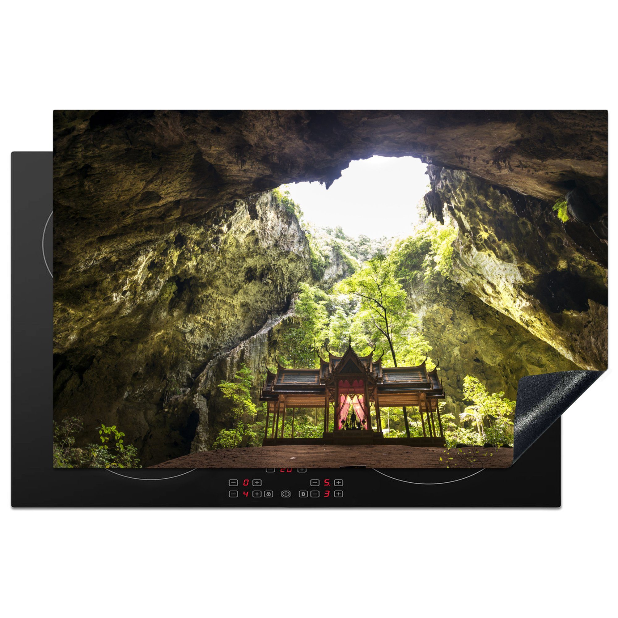 MuchoWow Herdblende-/Abdeckplatte Sonnenlicht durch das Dach der Phraya-Nakhon-Höhle in Thailand, Vinyl, (1 tlg), 81x52 cm, Induktionskochfeld Schutz für die küche, Ceranfeldabdeckung