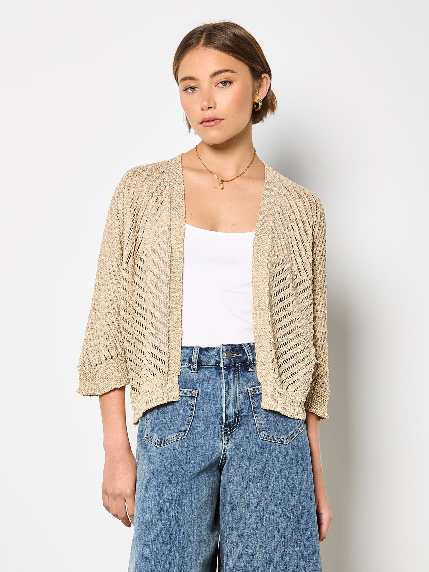 Apricot Cardigan Goldfarbener, schimmernder Strick-Cardigan mit Goldschimmer