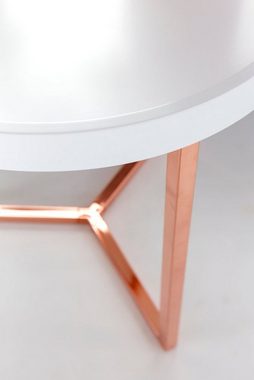 furnicato Beistelltisch Design Weiß / Kupfer 40 cm Tabletttisch Metall