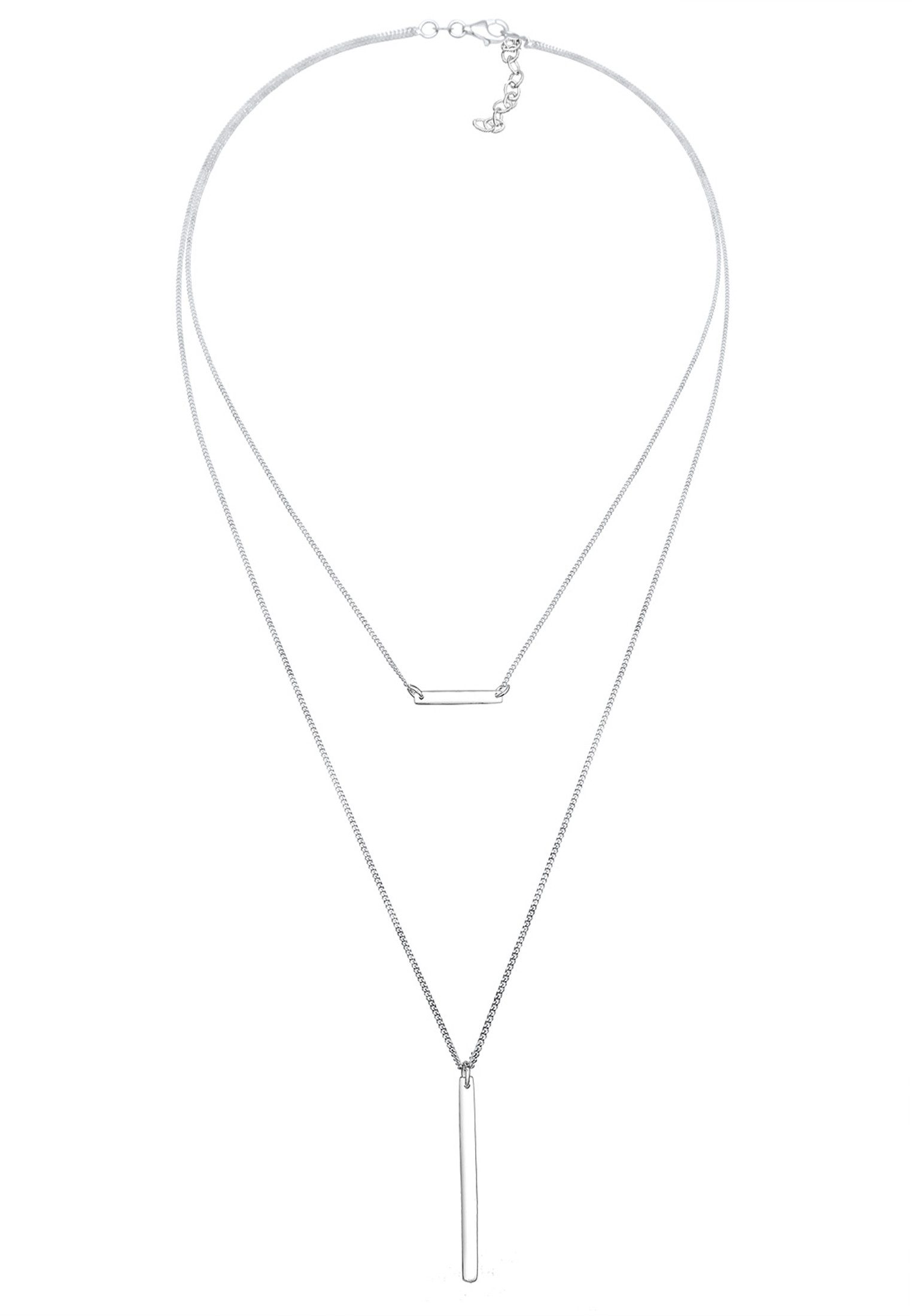 Ketten-Set Choker Layer Rechteck 925 Sterling Silber