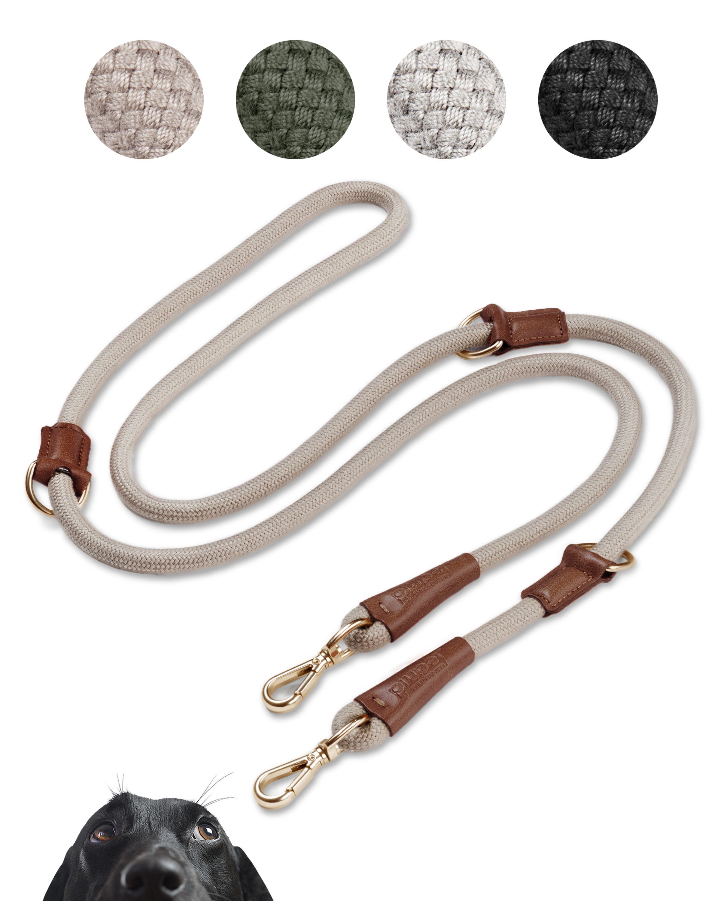 Piupet Hundeleine Hundeleine 2m, 3-Fach Längenverstellbar, Große & Kleine Hunde, Snap-In Effekt, bis 200kg Zugkraft