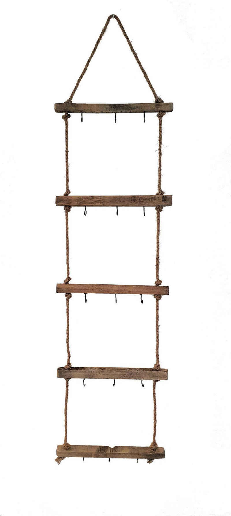 Spetebo Hängedekoration Leiter zum aufhängen - 5 Ebenen / 15 Haken (Stück, 1 St., Dekoleiter), Holzleiter zum dekorieren mit Zierschmuck