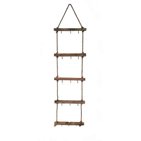 Spetebo Hängedekoration Leiter zum aufhängen - 5 Ebenen / 15 Haken (Stück, 1 St., Dekoleiter), Holzleiter zum dekorieren mit Zierschmuck