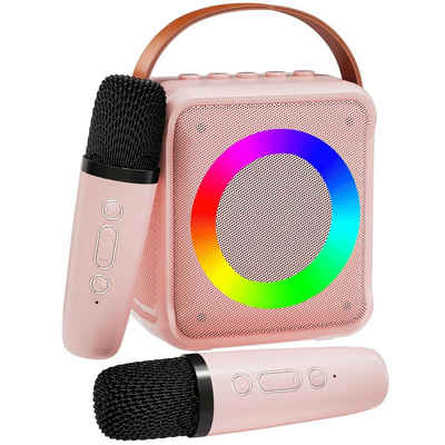AKKEE Mikrofon Tragbare Karaoke-Maschine mit 2 Kabellosen Mikrofonen (mit Stimme wechselnde Effekte & LED-Lichter Jungen Mädchen Geschenke, 1-tlg), Bluetooth Karaoke Maschine für Kinder Erwachsene