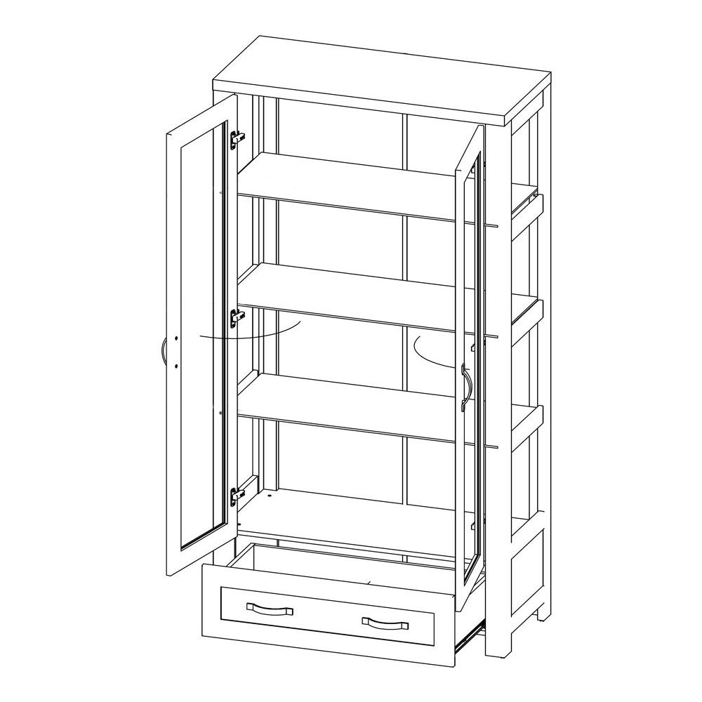 Feldmann-Wohnen Vitrine Nevada (mit Türen,mit Einlegeböden, mit Glaseinsatz, 2-St., moderne Optik, 2-türig mit Glaseinsatz) 100x44x186cm Eiche Lefkas 2-türig