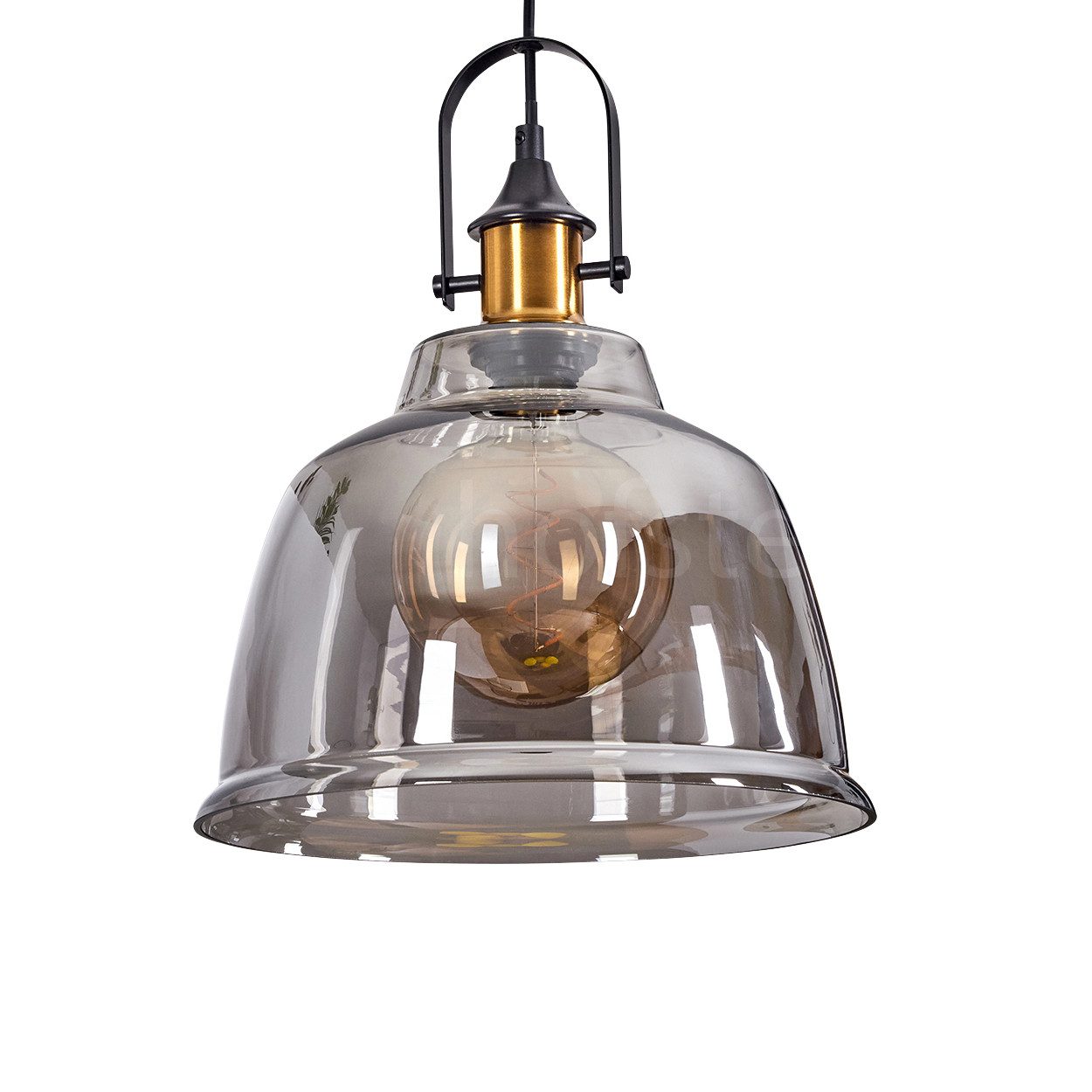 hofstein Hängeleuchte »Quartazzola« Vintage Hängelampe aus Metall/Glas, Schwarz/Rauchfarben, ohne Leuchtmittel, Retro Pendelleuchte mit verstellbarem Schirm Echtglas, E27. € 109,99