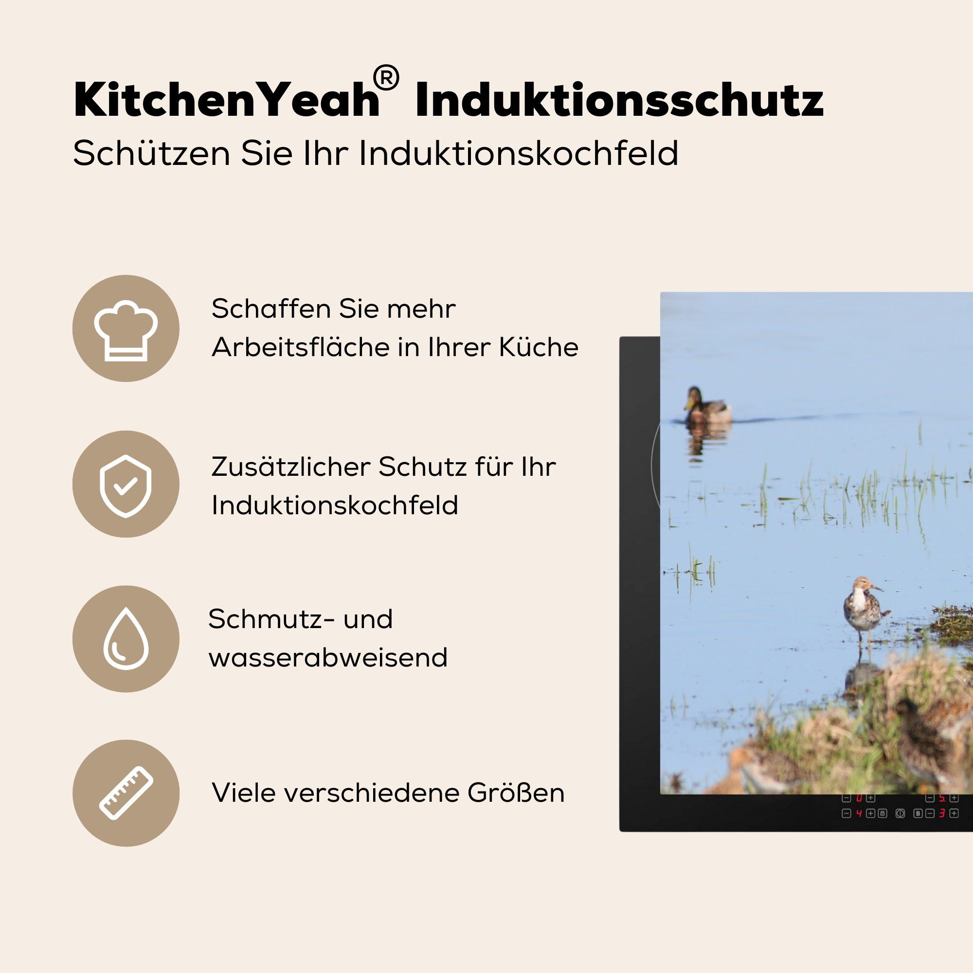 MuchoWow Herdblende-/Abdeckplatte Gruppe von Kampfläufern, Arbeitsplatte cm, Vinyl, Ceranfeldabdeckung, 83x51 küche (1 tlg), für