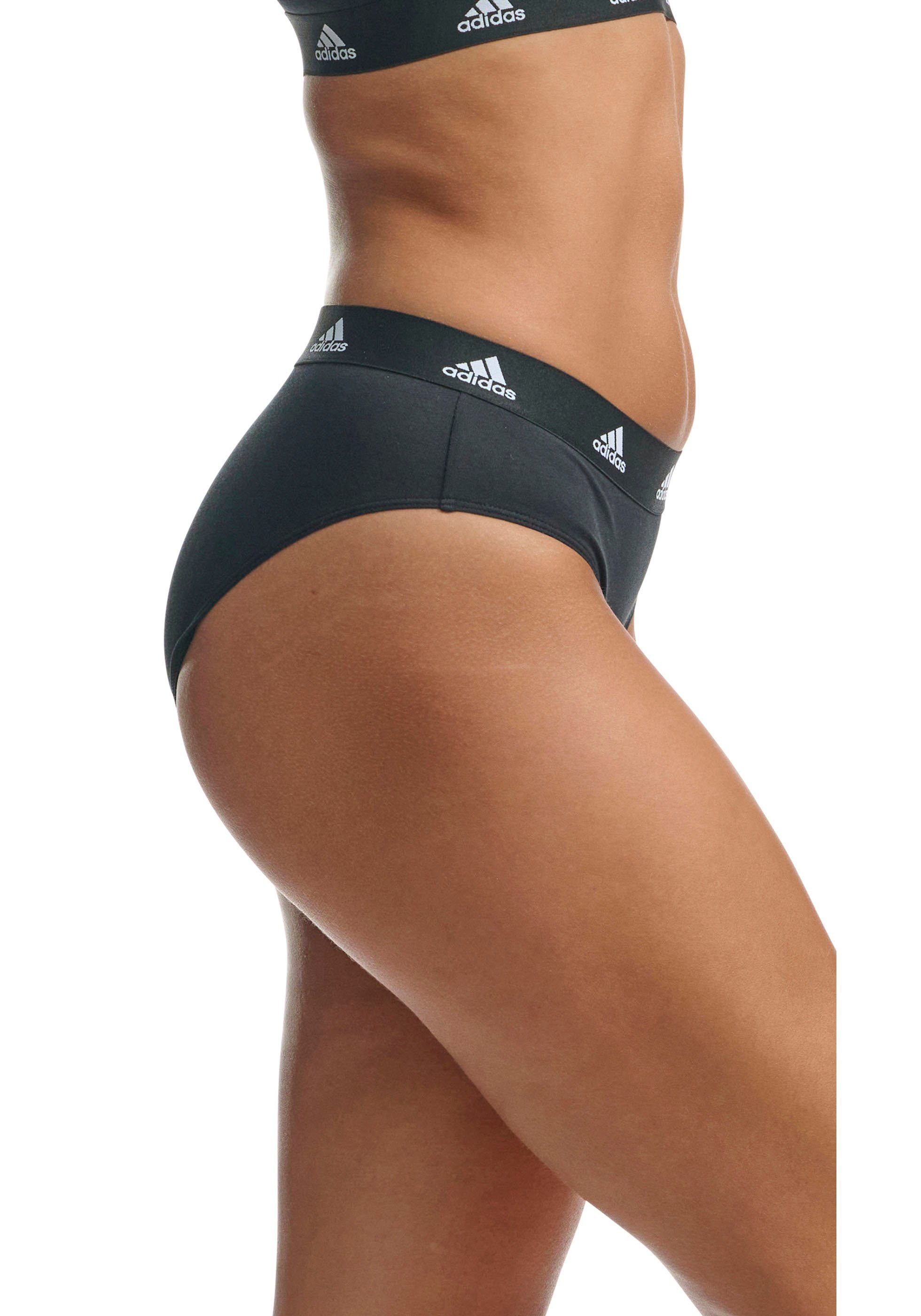 adidas Sportswear Bikinislip Active Comfort Cotton (3er Pack) Logo-Web-Bund, elastisches Single Jersey, schnelltrocknend