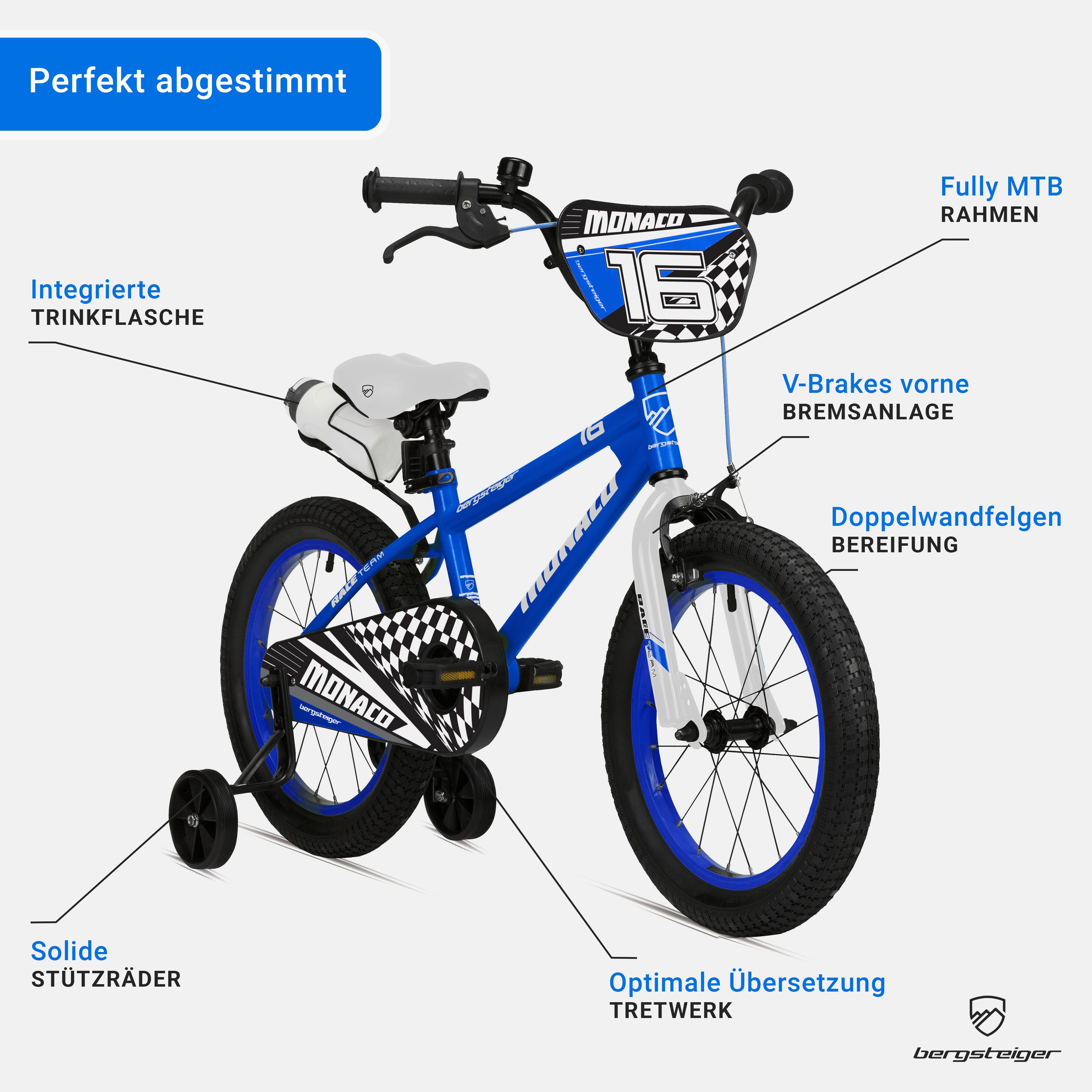 Blau geeignet 5, Monaco Kinderfahrrad, BMX, 16 1 für bergsteiger Gang Kinderfahrrad Zoll Jahre, 4, 6