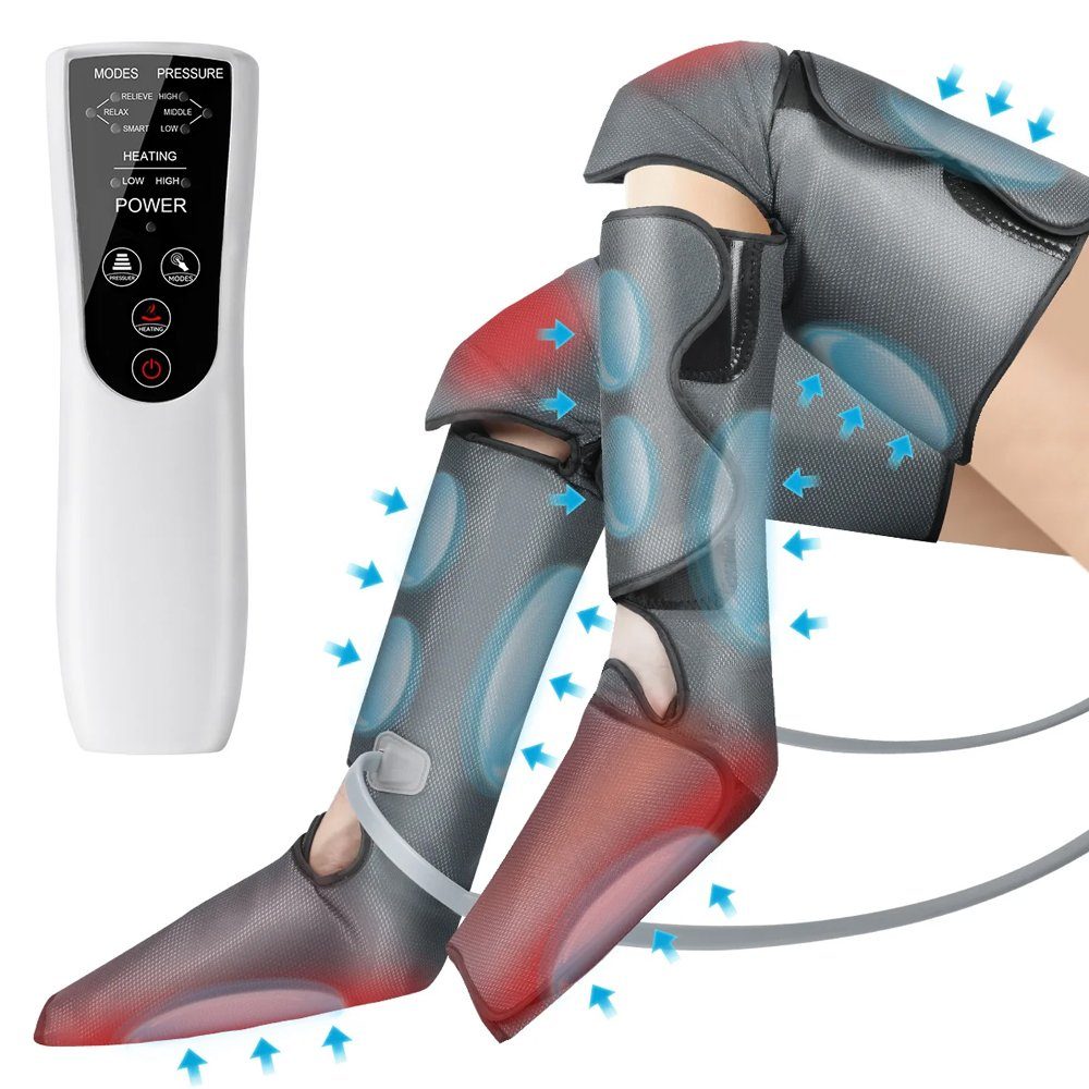 oyajia Fußmassagegerät Beinmassagegerät Luftkompression für Durchblutung& Muskelentspannung, Sequenzielle Massagegerät mit Regler, 3 Modi 3 Intensitäten, Heizung
