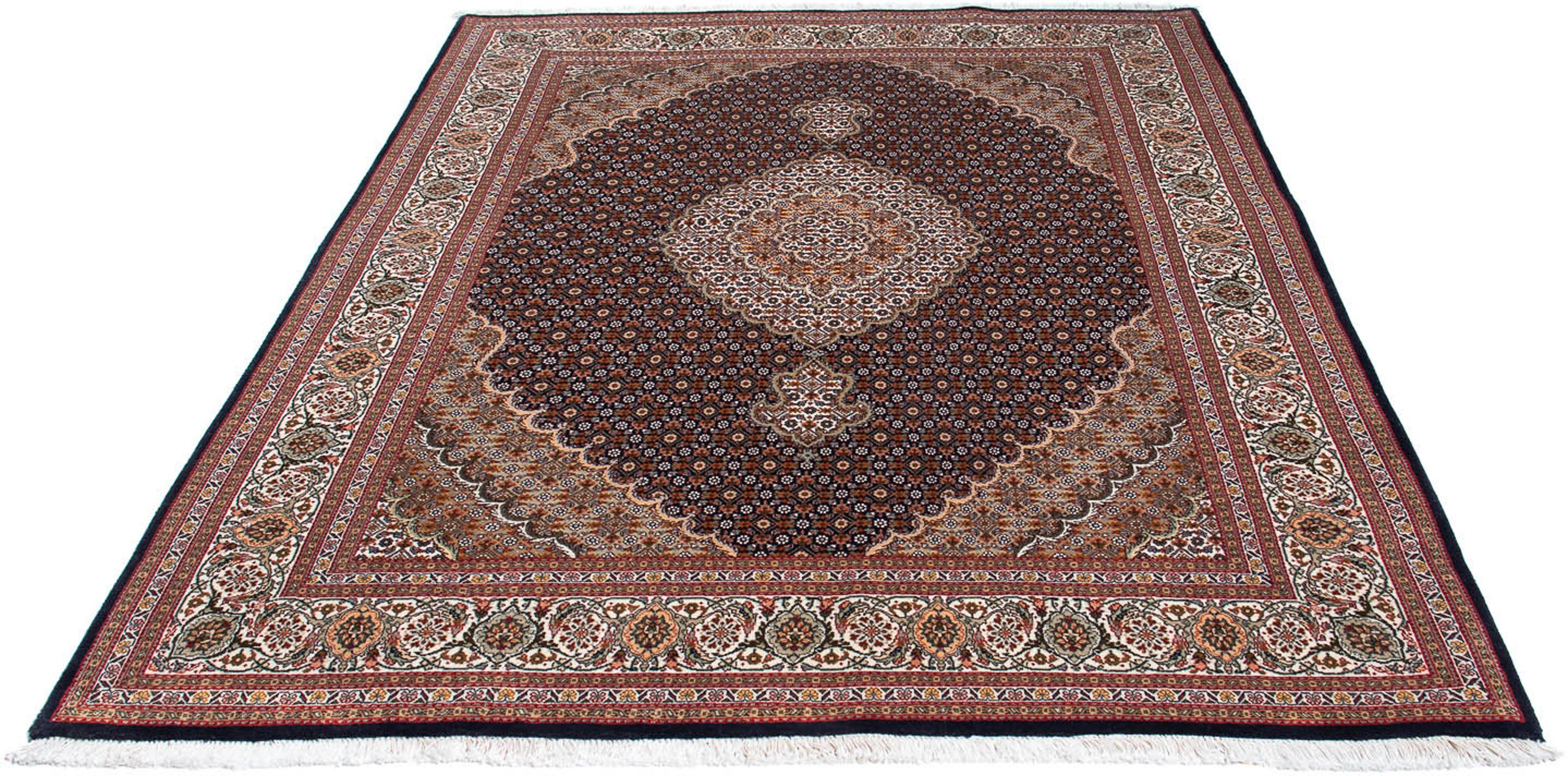 Orientteppich Perser - Täbriz - 210 x 155 cm - dunkelbraun, morgenland, rechteckig, Höhe: 10 mm, Wohnzimmer, Handgeknüpft, Einzelstück mit Zertifikat