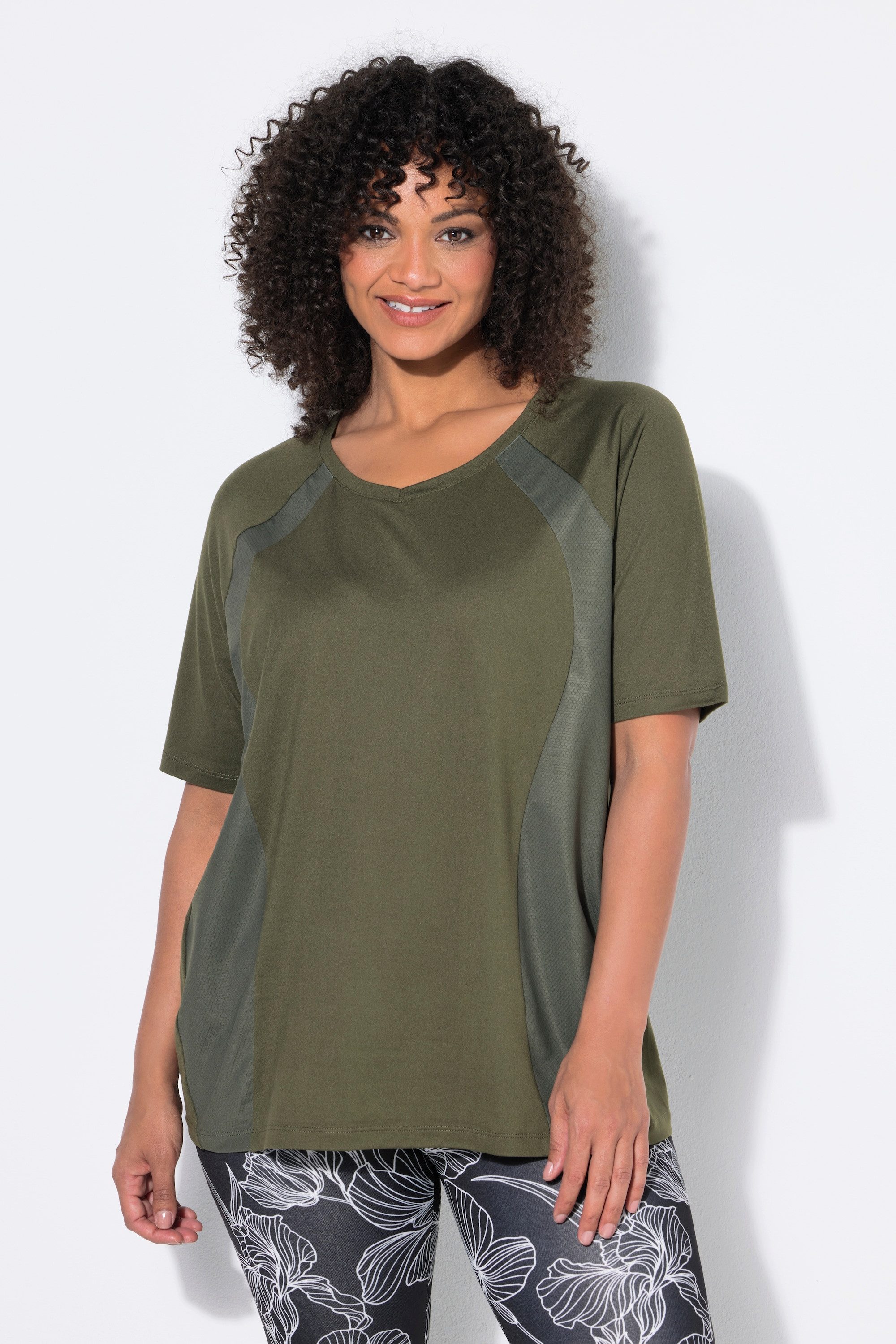 Ulla Popken T-Shirt Funktionsshirt schnelltrocknend Halbarm recycelt