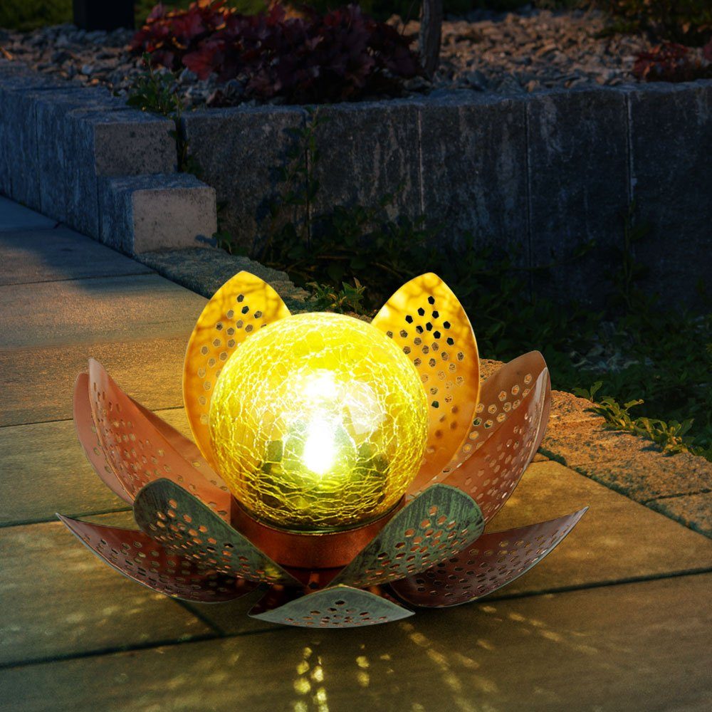 Kaltweiß, LED Garten Solarleuchte, etc-shop Außenlampen fest dekorative LED-Leuchtmittel verbaut, Tageslichtweiß, Solarleuchte LED