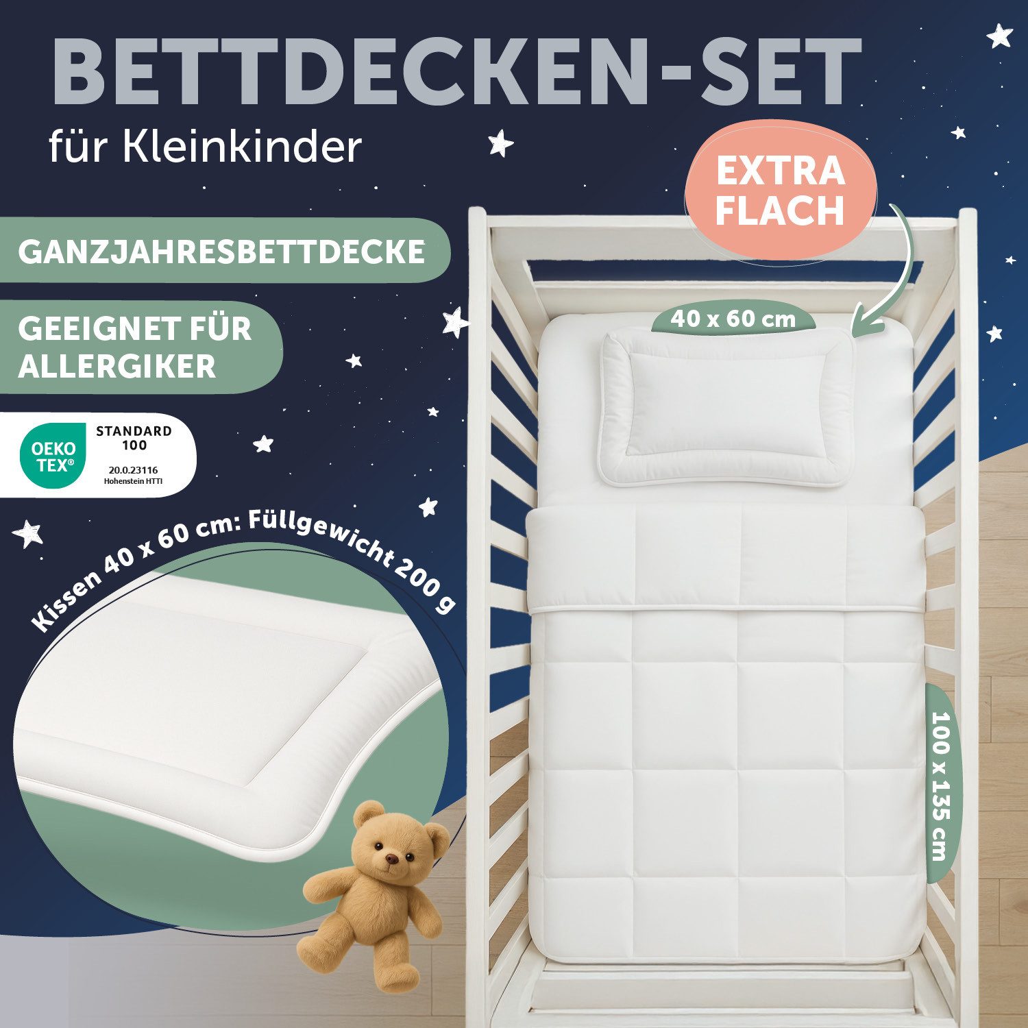 Laleni Babybettdecke Baby Bettdecke und Kissen Set - OEKO-TEX zertifiziert, Baby Decke und Kissen Set - waschbare Kinderdecke