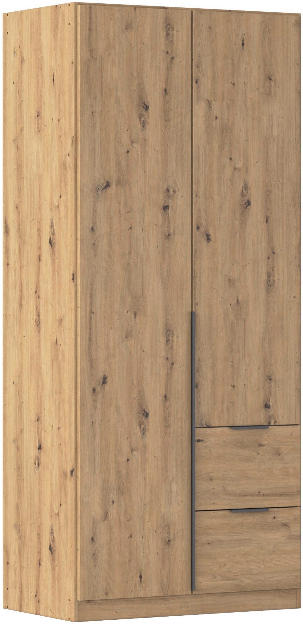 OTTO home Drehtürenschrank Kleiderschrank Schrank Garderobe AGORDO mit Dekor- oder Hochglanzfront (in zwei Griff-Farben, Breite 91 cm) mit Außenschubkästen, Serie in 7 Breiten und 2 Höhen MADE IN GERMANY