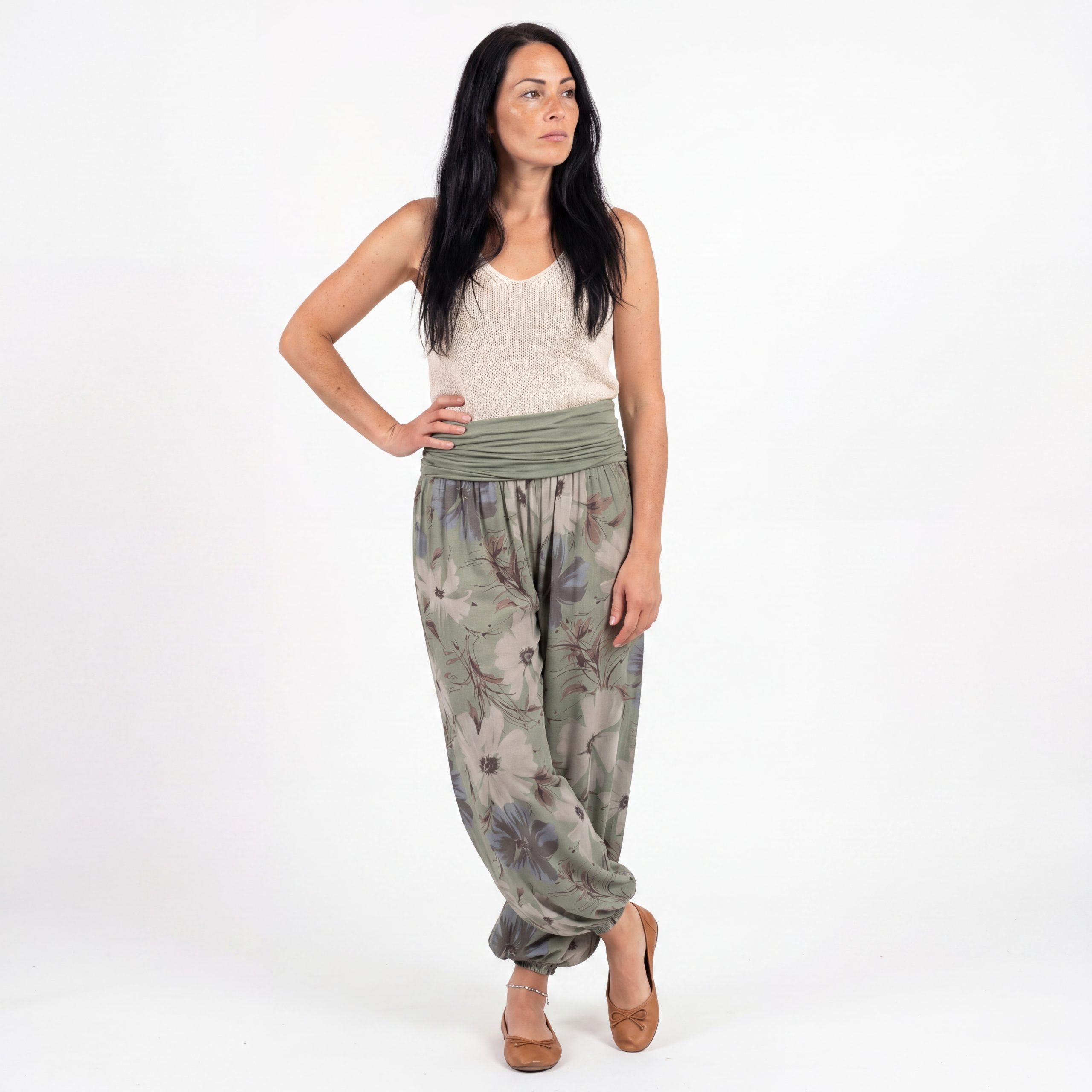 OriginalYou Haremshose Sommerhose luftig und leichte Pumphose für Damen mit elastischem Bund, sommerliches Design, Middle Waist