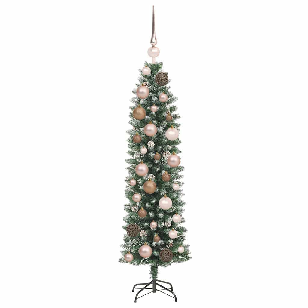 vidaXL Künstlicher Weihnachtsbaum Künstlicher schlanker Weihnachtsbaum Grün und Weiß 120 cm – Bild 4 von 5
