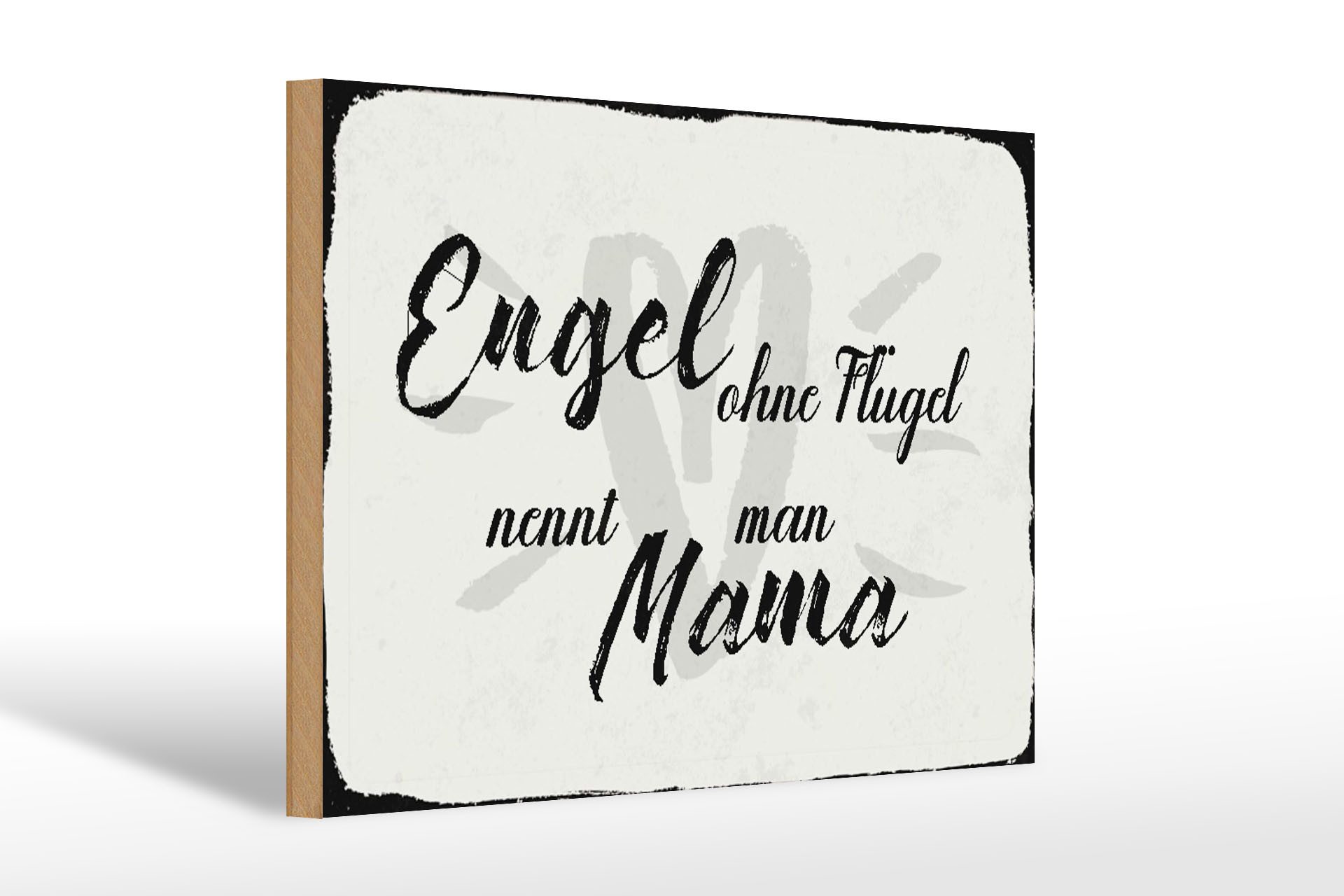 Femer GmbH Holzbild Spruch 30x20cm Engel ohne Flügel Mama Herz, Familie
