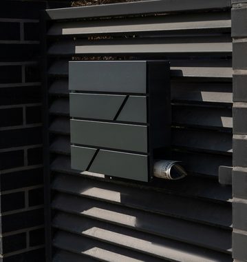 Redfink Briefkasten Briefkasten, mit Zeitungsfach Wandmontage Wandbriefkasten Stahl
