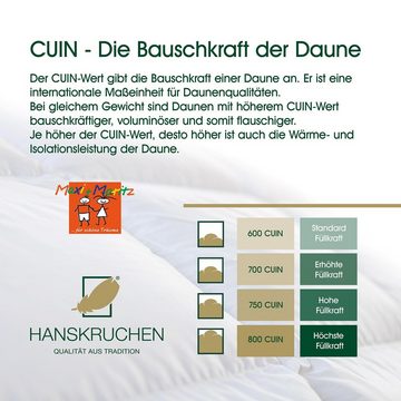 Daunenbettdecke, HANSKRUCHEN, Füllung: 90% Daunen, 10% Federn, Sommer 100 x 135 cm, hergestellt in Deutschland, allergikerfreundlich
