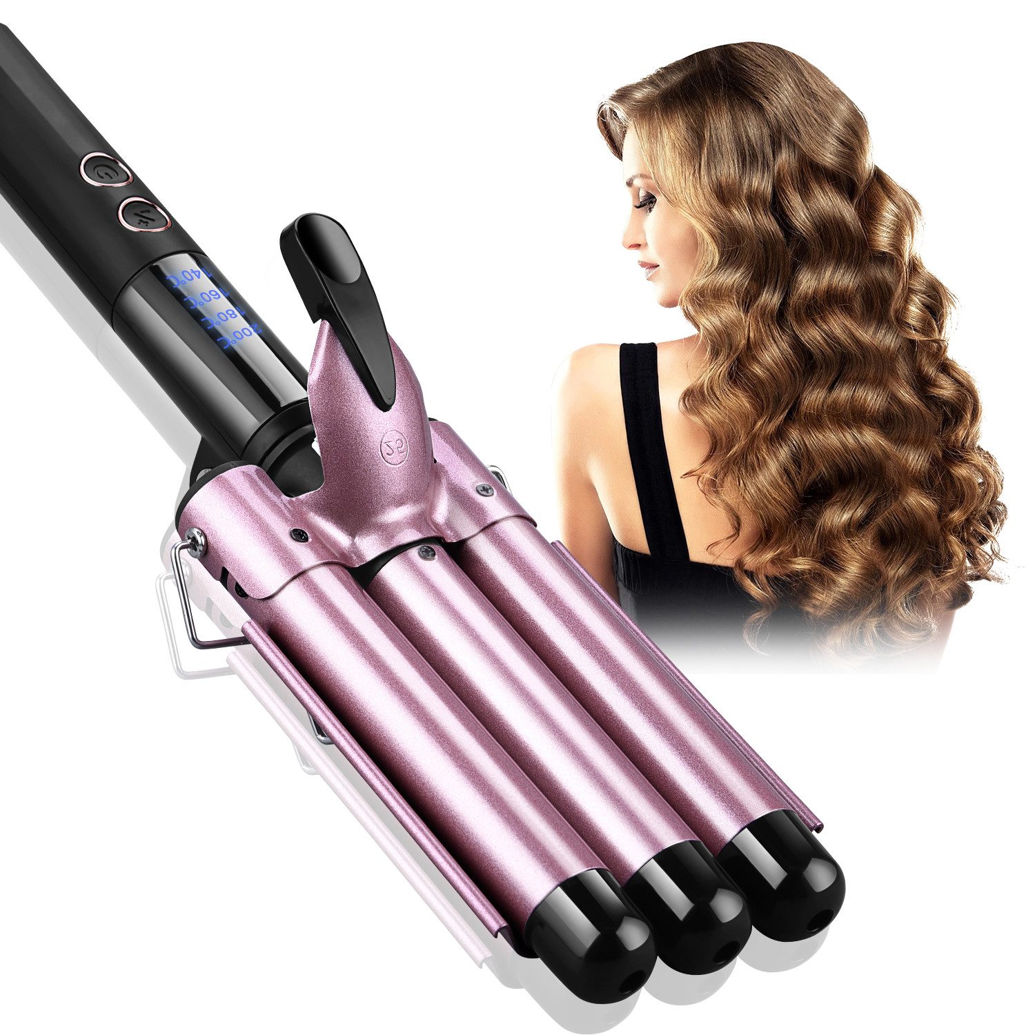 Lockenstab 25mm-Wasserwellen-Lockenstab mit Klappbarem Griff 140℃-220℃