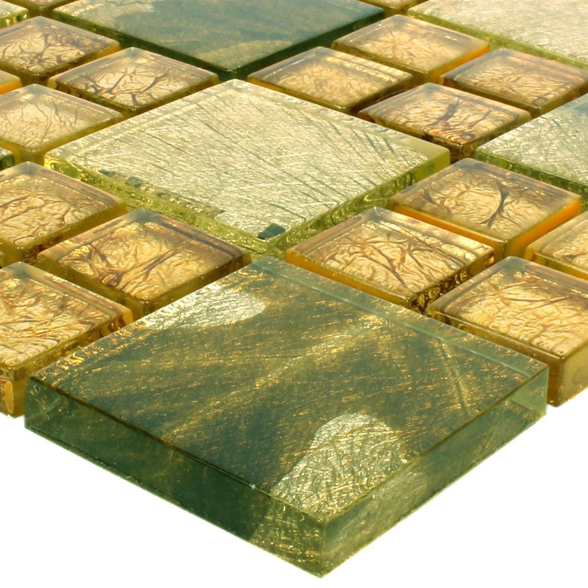Mosafil Mosaikfliesen Glasmosaik Fliesen Firebird, Glas 30.000x30.000, gold, Wasserfest
