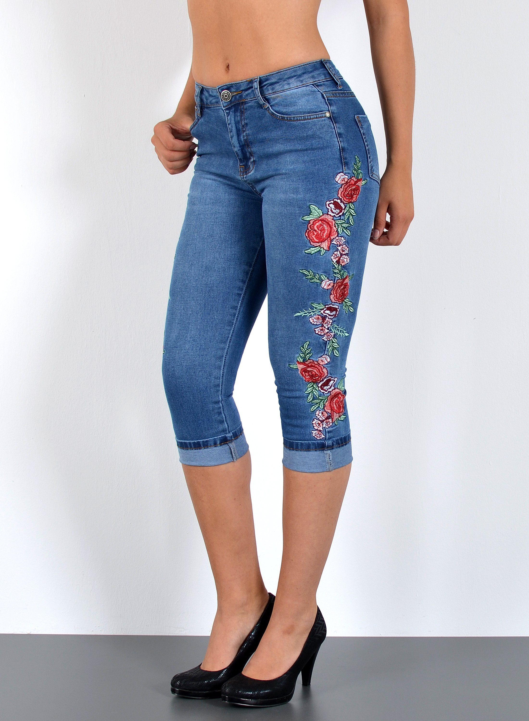 ESRA Caprijeans Damen 3/4 Jeans Hüftjeans niedrige Leibhöhe Damen 3/4 Hose günstig online kaufen