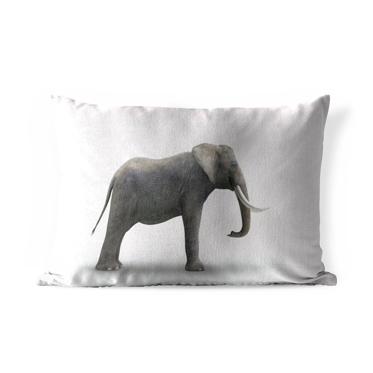 MuchoWow Dekokissen Elefant auf weißem Hintergrund, Outdoor-Dekorationskissen, Polyester, Dekokissenbezug, Kissenhülle