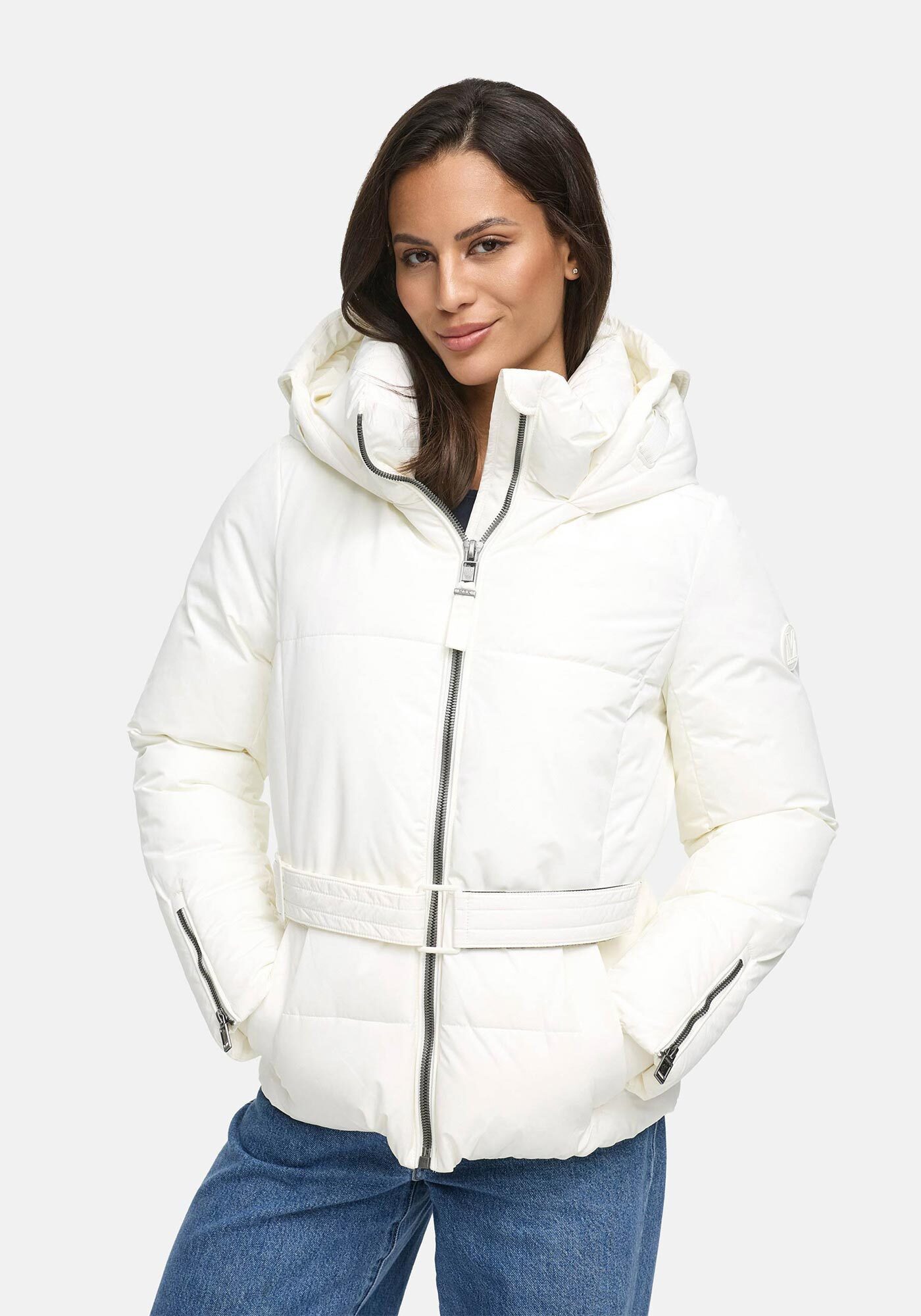 Marikoo Winterjacke Aleynaa mit extra hohem Kragen und elastischem Taillengürtel