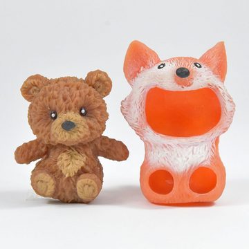 Kögler Spielfigur 4 x Dress-Up Teddybären Tier Klamotten TPR 7 cm Fuchs, Nashorn, Löwe, Elefant, (Set, 4-tlg)