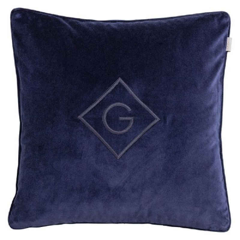 Kissenhülle Gant Home Подушки Velvet G Cushion Samtkissen Marine Blau (50x50cm), Gant