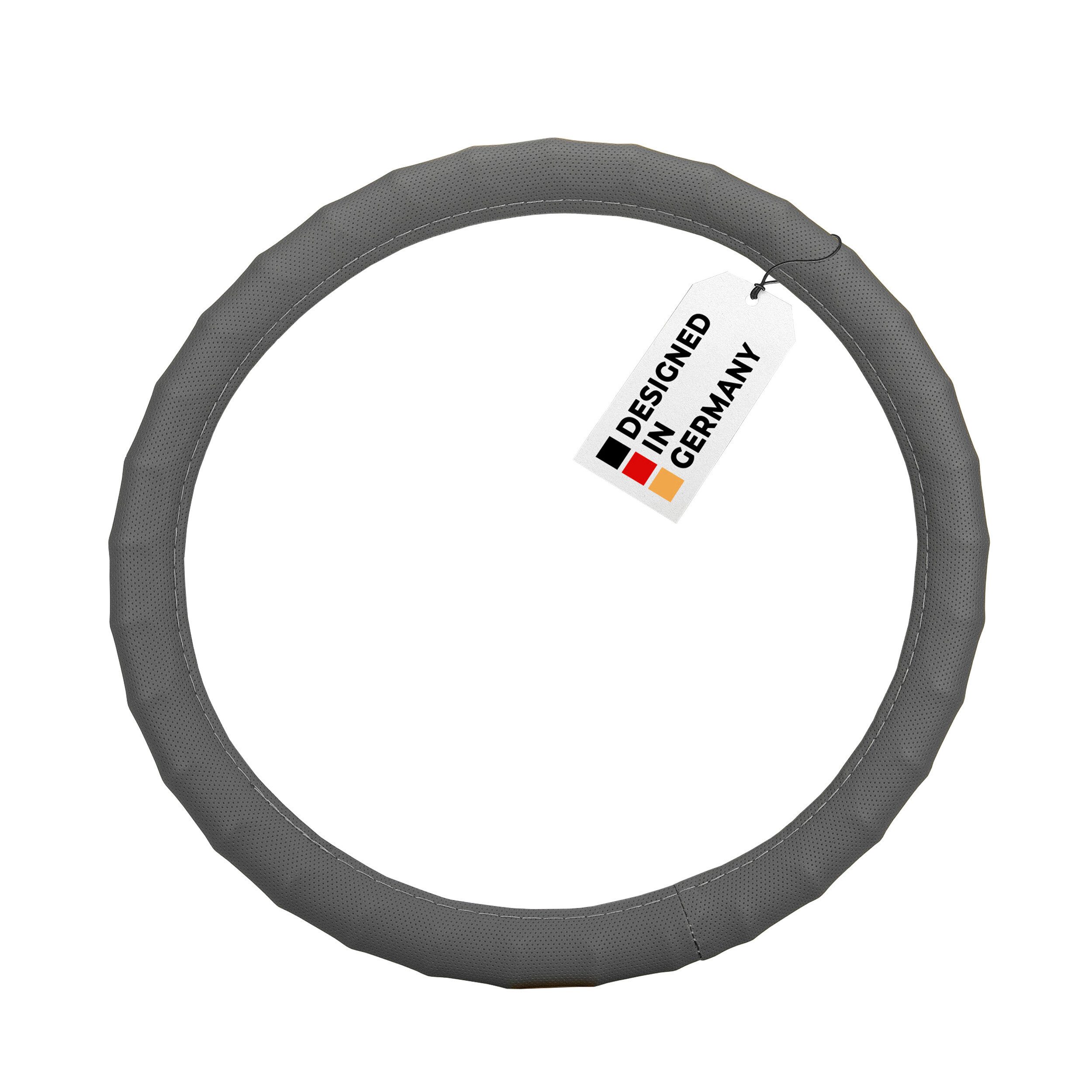 HEYNER Lenkradbezug Lenkradhülle Auto 37–39 cm, grau, weich und perforiert, (1-tlg)