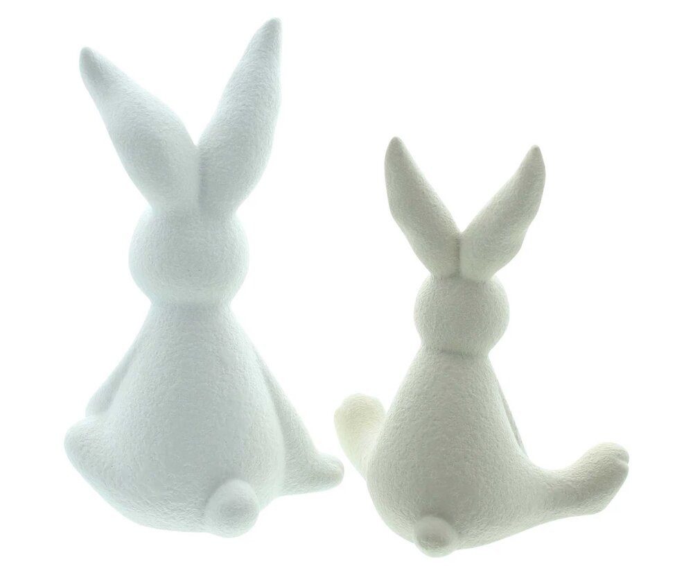 Home-trends24.de Osterfigur Osterhase Hase Deko Figur Modern Ostern Weiß Beige 2er Set (2 St)
