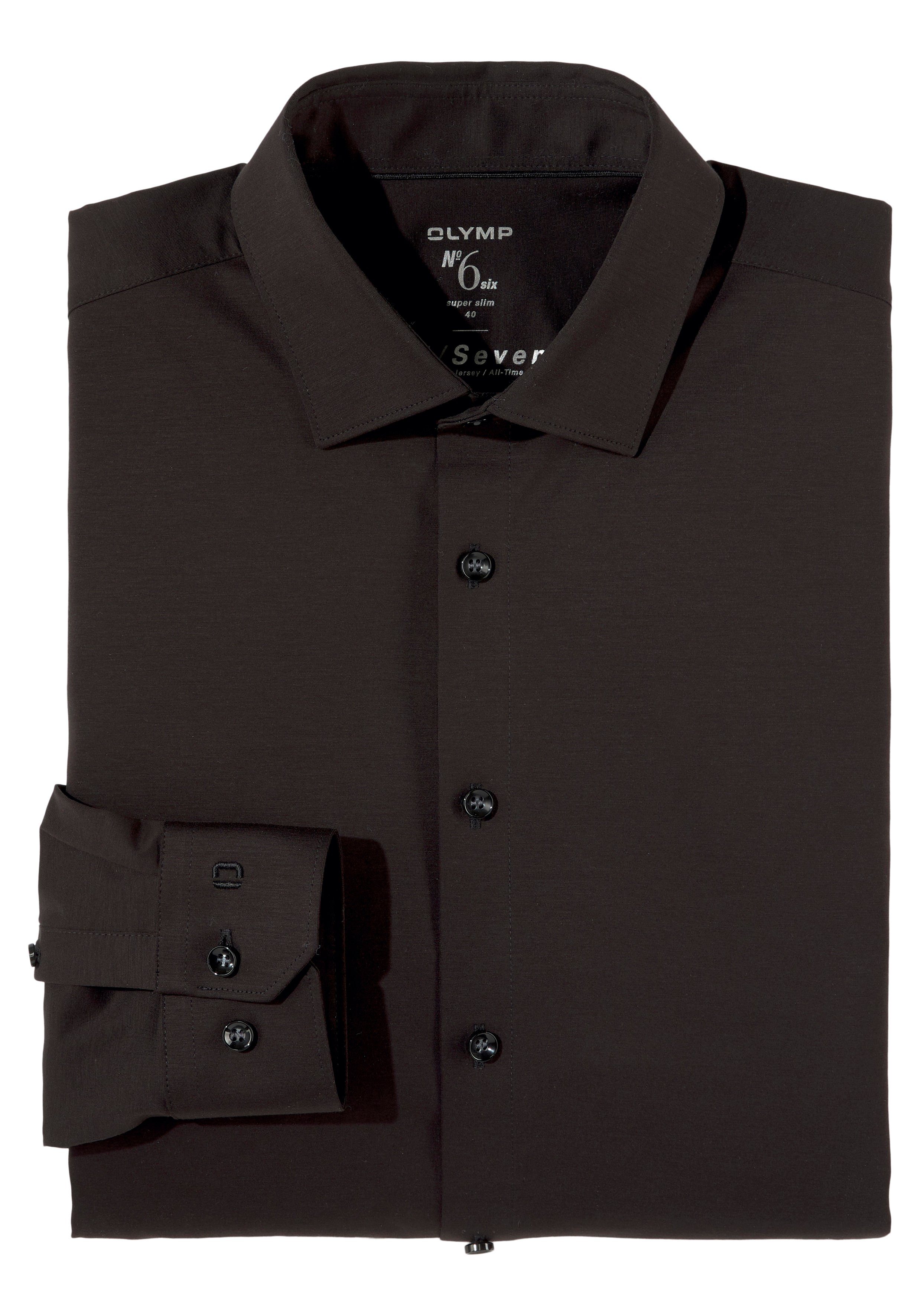 super Businesshemd in Six bequemer schwarz OLYMP Jersey-Qualität No. slim