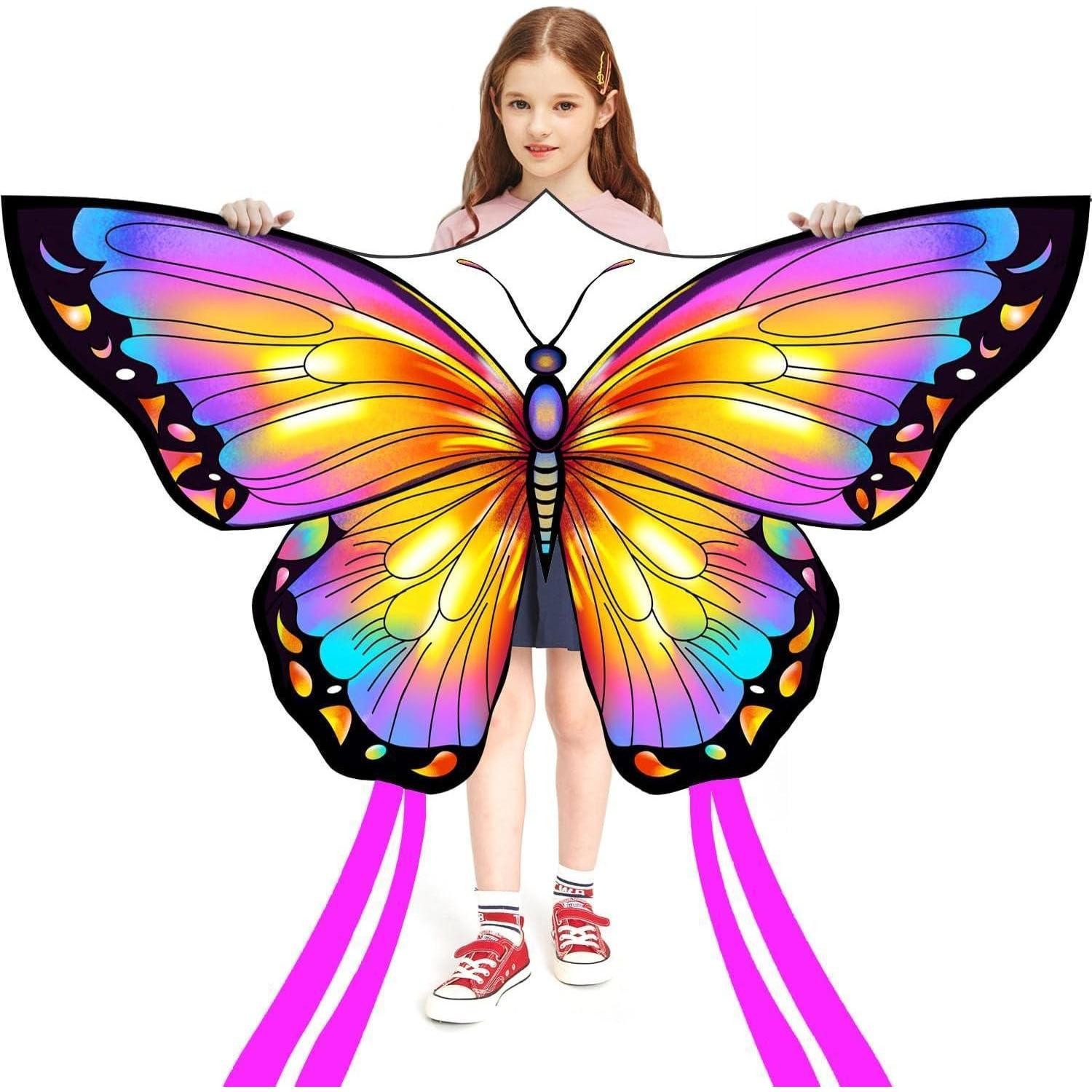 LuxusKollektion Flug-Drache Schmetterling Drachen Kite für Kinder und Erwachsene 120x95cm Pink
