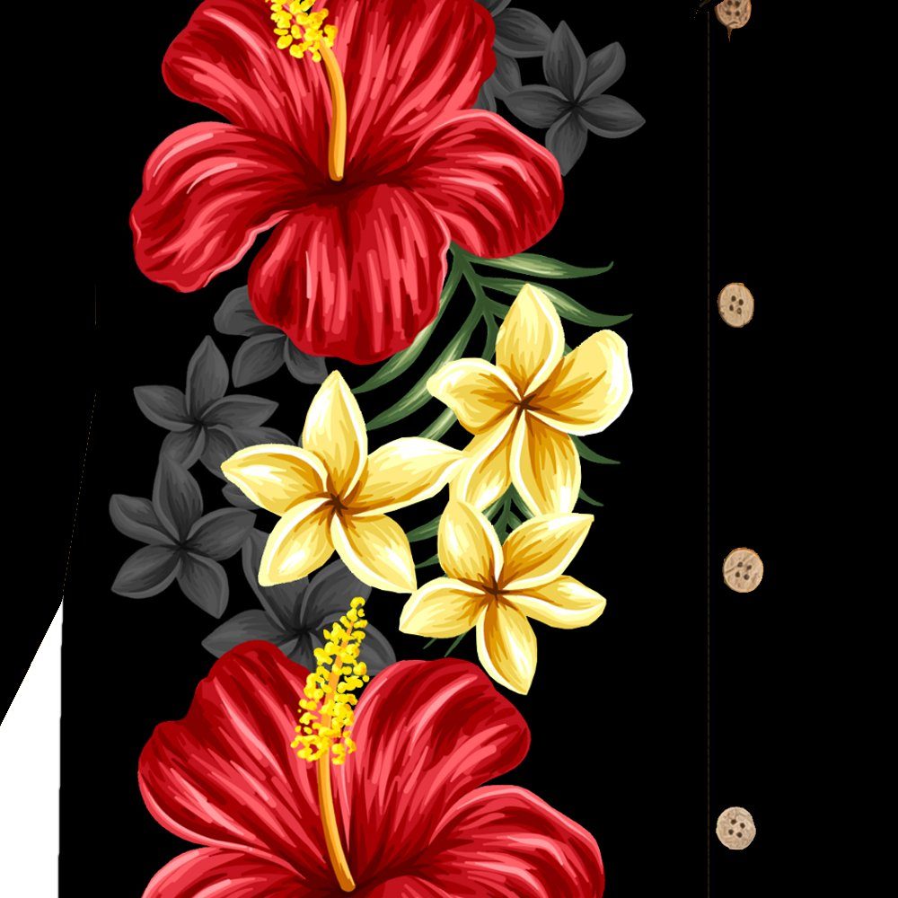 Hawaiihemdshop.de Hawaiihemd Hawaii Hemd Herren Baumwolle Kurzarm Hawaiihemd mit Blüten