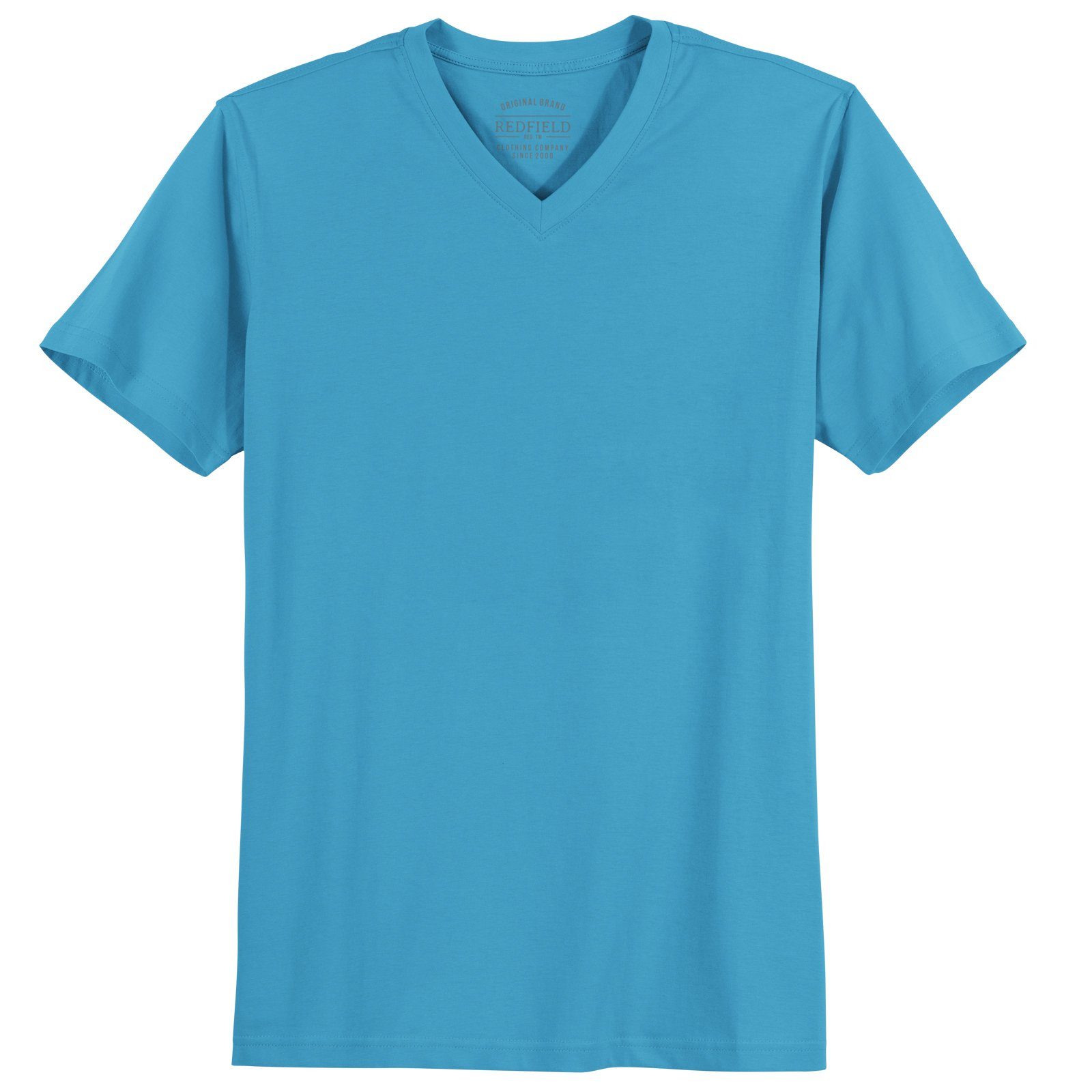 redfield V-Shirt Große Größen Herren V-Neck T-Shirt azurblau Redfield