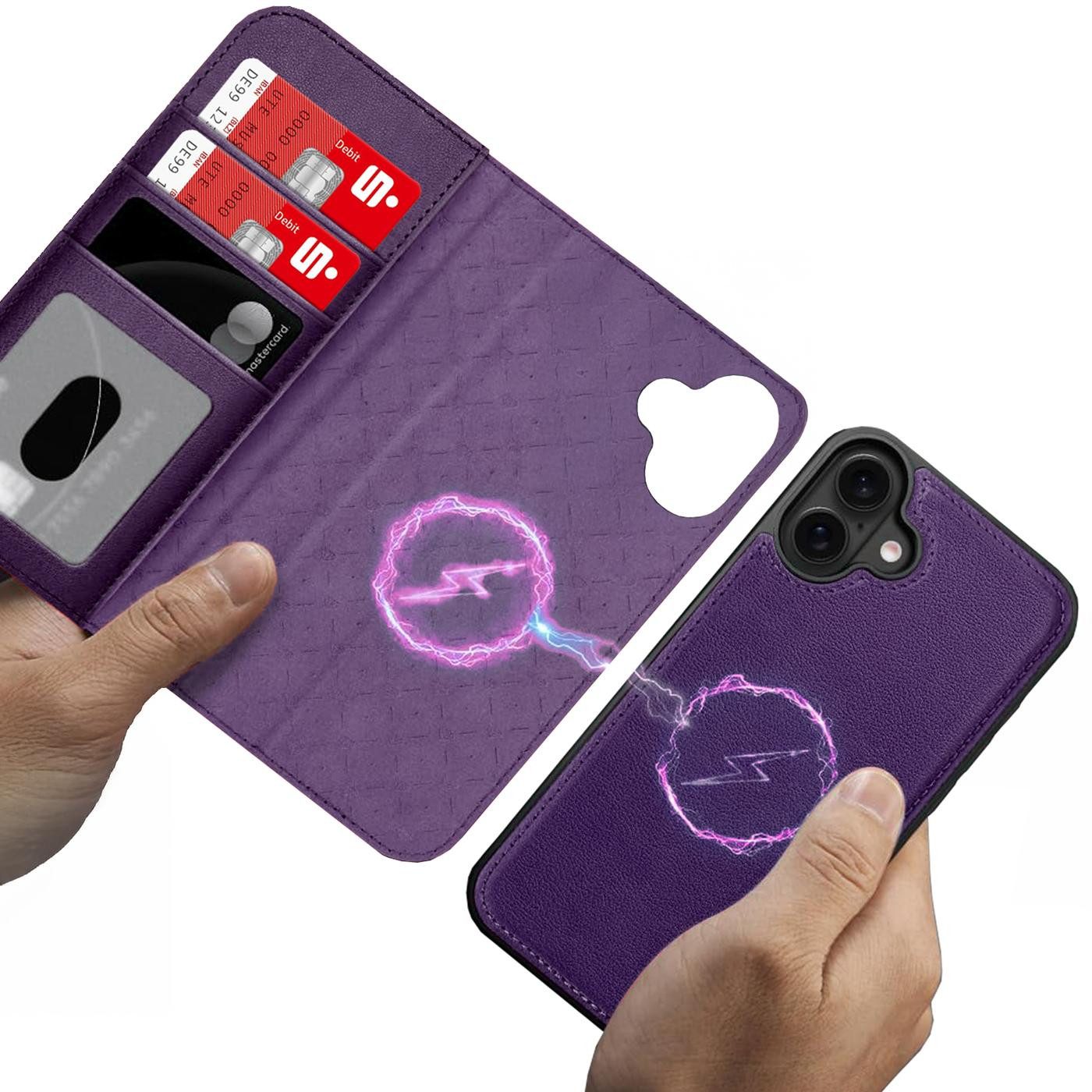 CoolGadget Handyhülle Magnet Book Case für Apple iPhone 17 Hülle + Klapphülle 6,3 Zoll, 2in1 abnehmbare magnetische RFID Schutzhülle Kartenfach Fotofenster – Bild 2 von 5