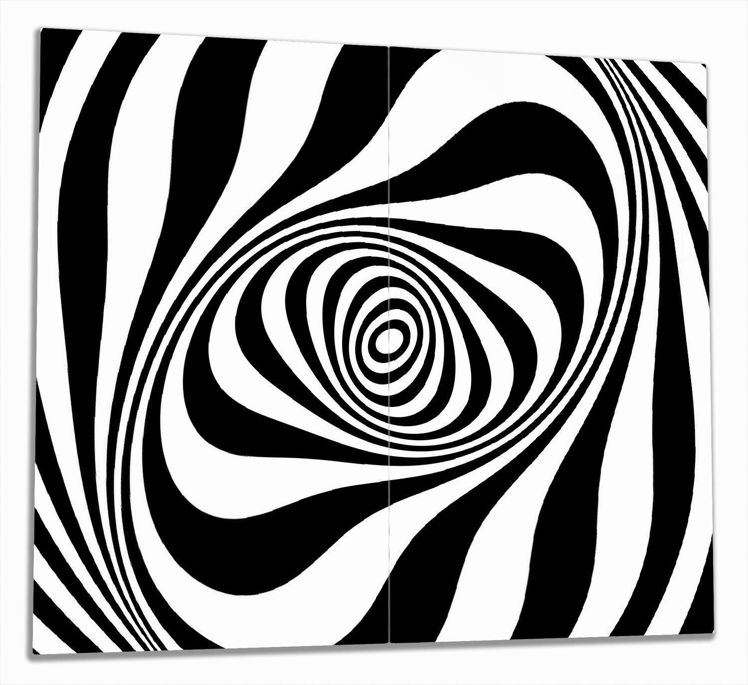 Wallario Herd-Abdeckplatte Optische Täuschung - Zebra Muster - schwarz weiß, ESG-Sicherheitsglas, (Glasplatte, 2 tlg., inkl. 5mm Noppen), verschiedene Größen