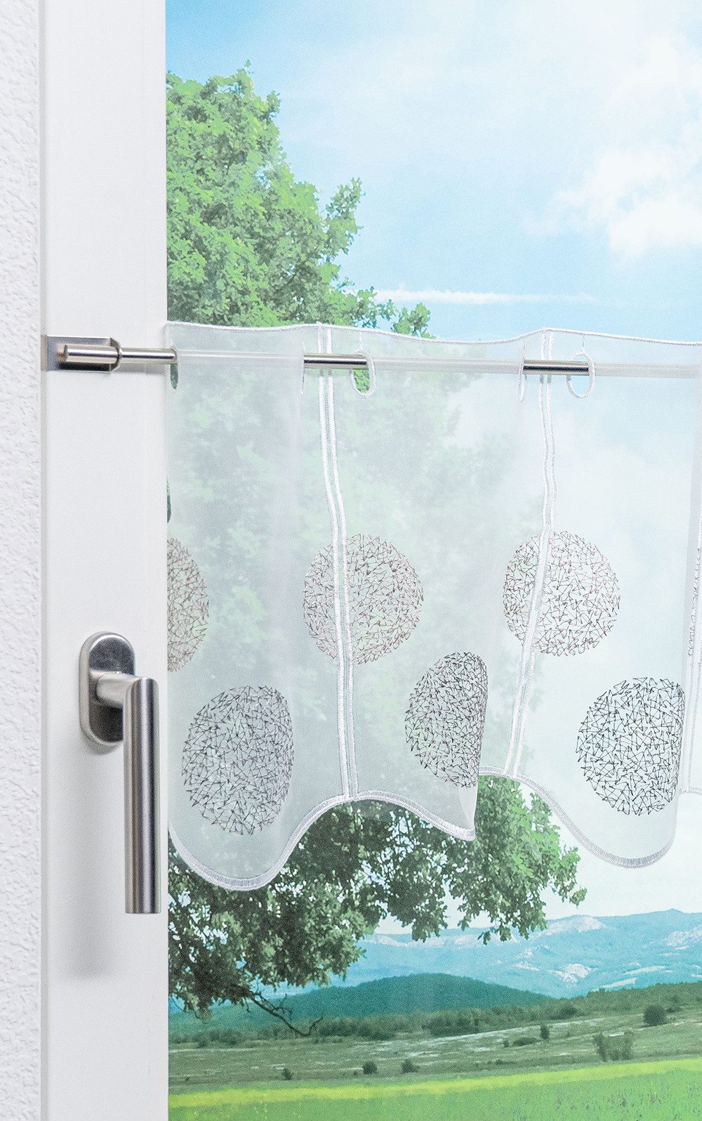LYSEL® Scheibengardine Kringel Muster (1 St), transparent, HxB 30x48cm