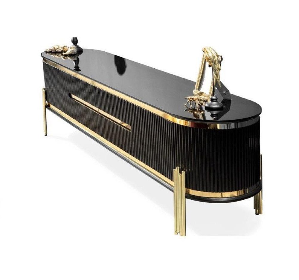 Xlmoebel Lowboard Luxus TV-Ständer in Schwarz mit elegantem Design und Stauraum (Lowboard, 1 St., RTV Lowboard), Hergestellt in Europa
