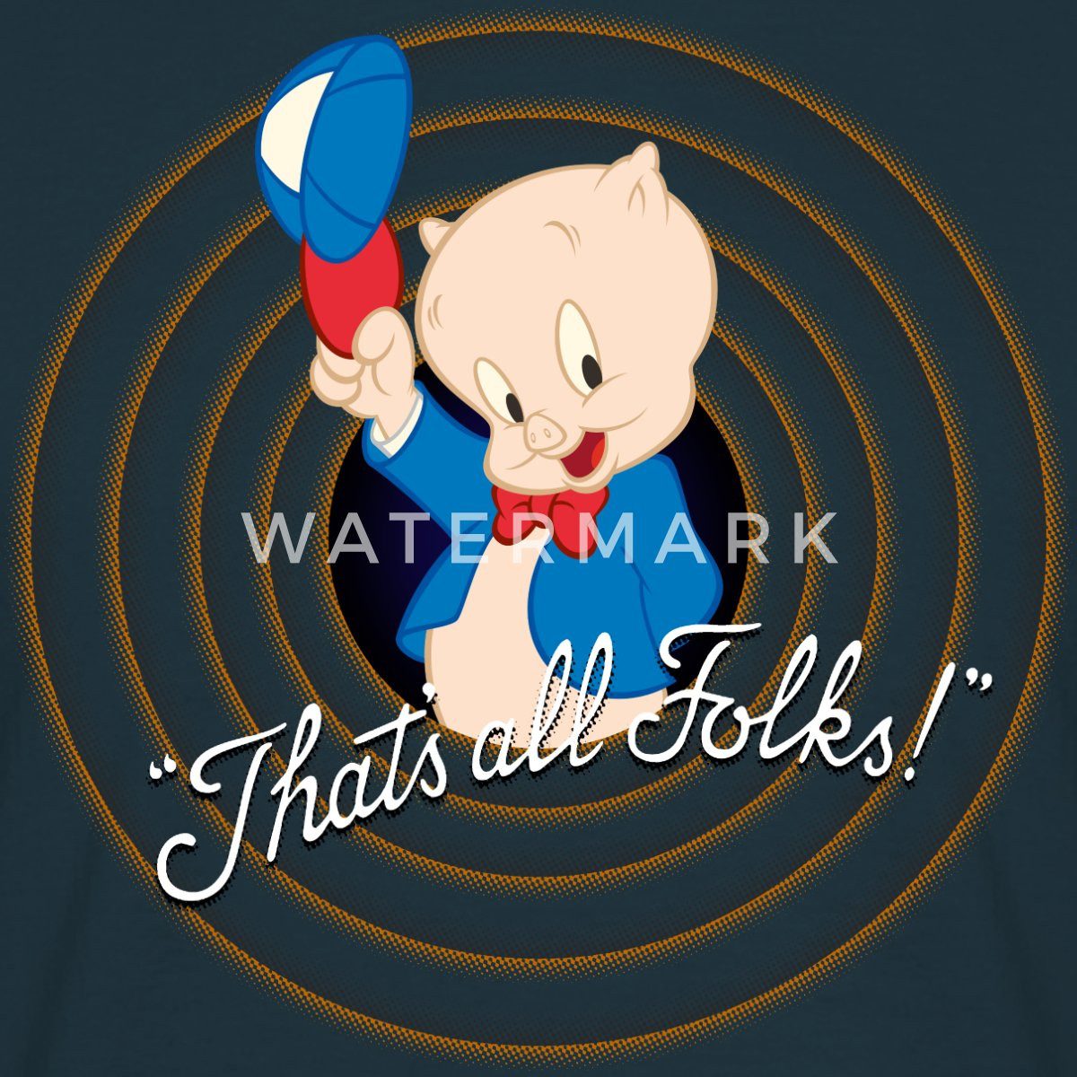 Spreadshirt T-Shirt Looney Tunes Schweinchen Dick Thats All Folks Männer T-Shirt (1-tlg)