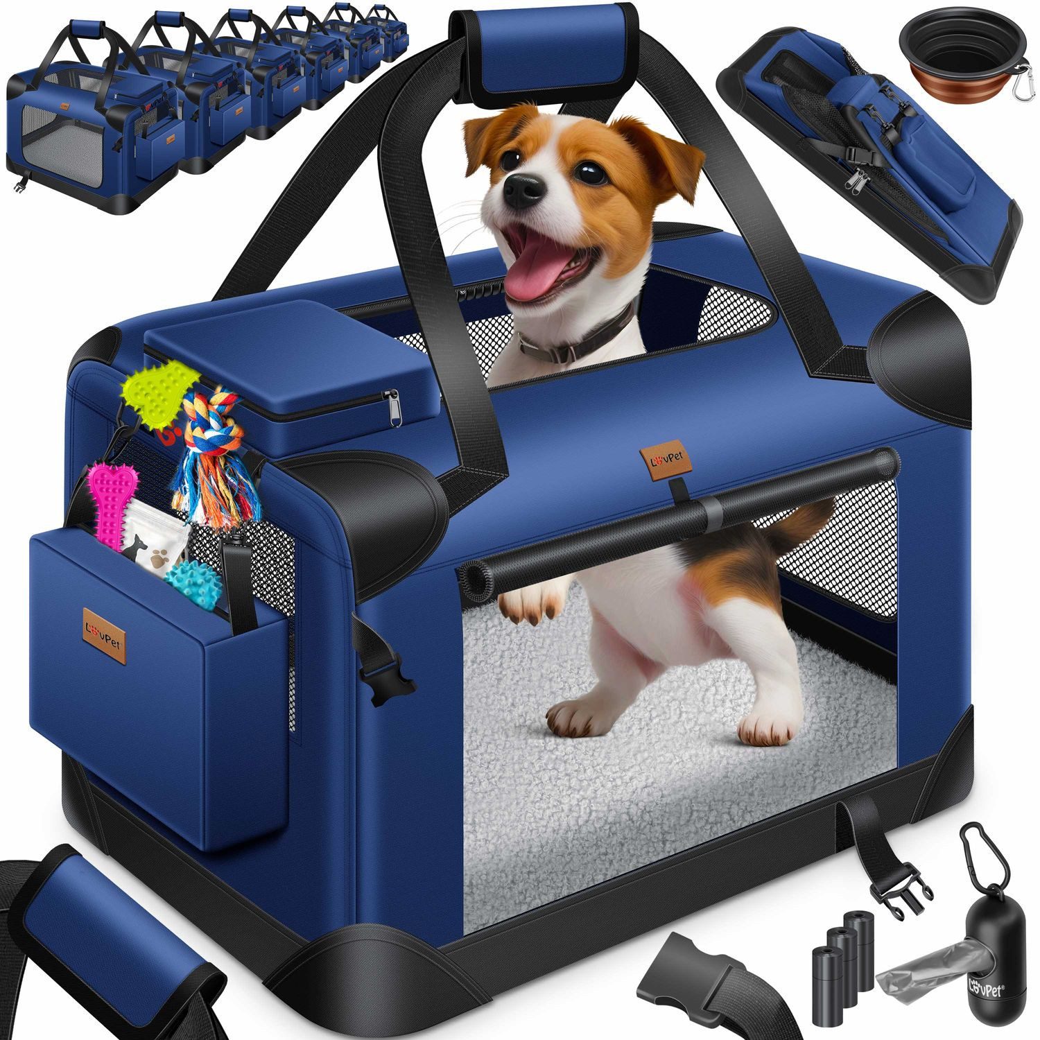 Lovpet Tiertransportbox bis 7 kg, Hundebox Hundetransportbox faltbar Inkl.Hundenapf Transport