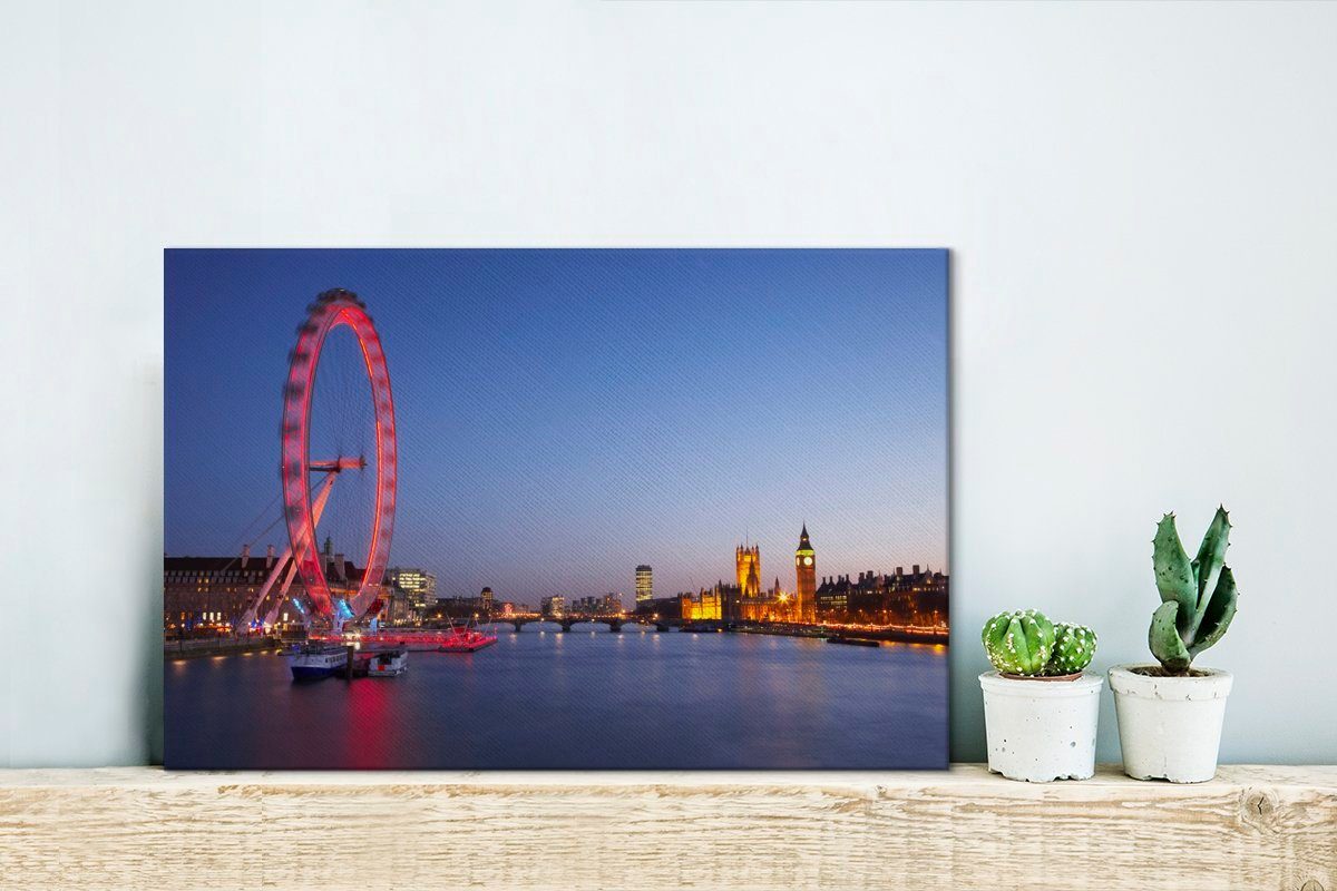 (1 Aufhängefertig, Ein St), 30x20 Eye, London rotes Leinwandbild beeindruckendes Wandbild cm Wanddeko, Leinwandbilder, OneMillionCanvasses®