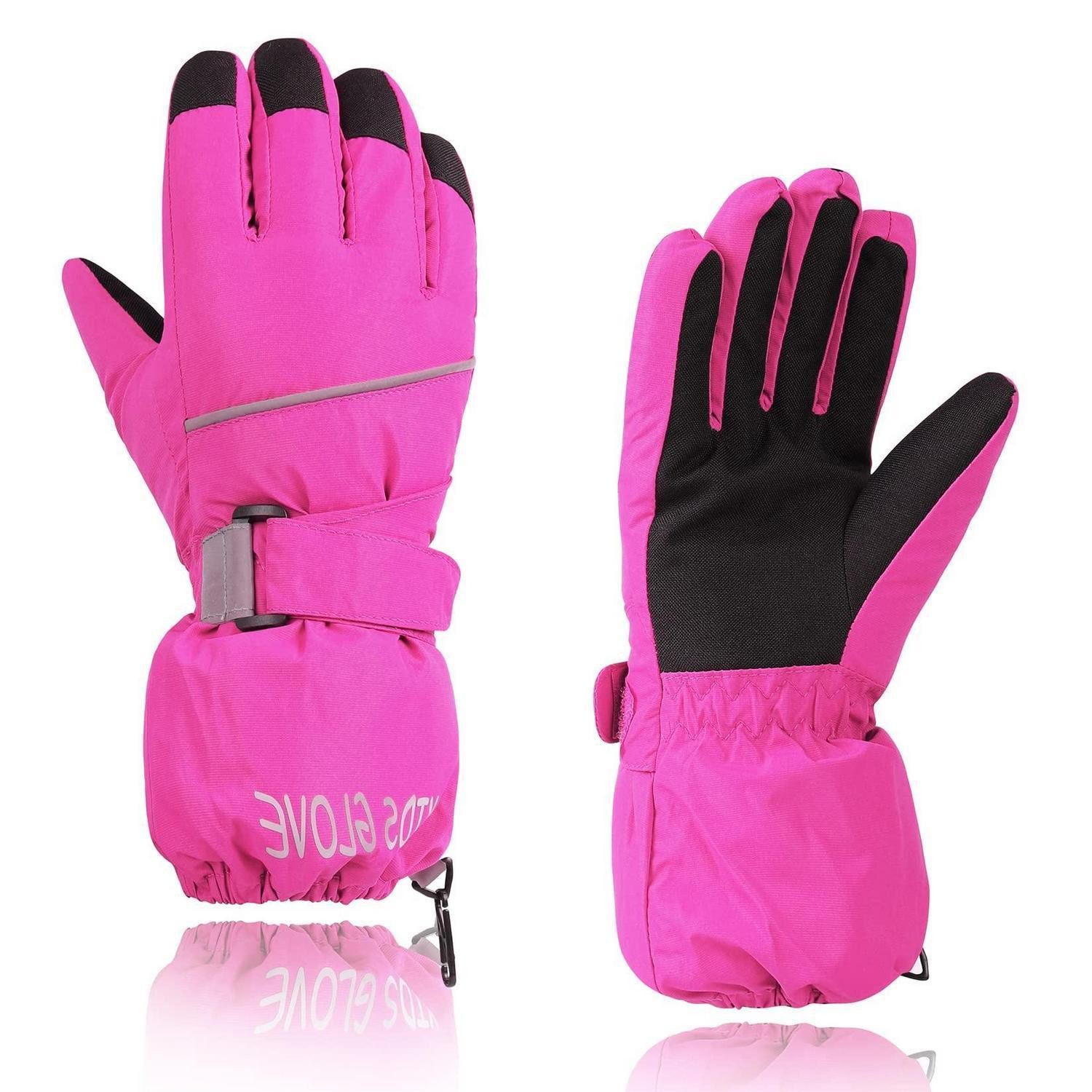 LuxusKollektion Skihandschuhe Kinder Winterhandschuhe Rosenrot 6-10 Jahre (1-St)