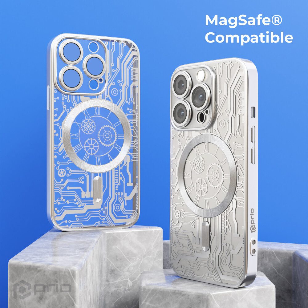 prio Handytasche prio elegante Handyhülle MAG für iPhone 16 Pro Max (6,9 Zoll) silber (Hard Cover)